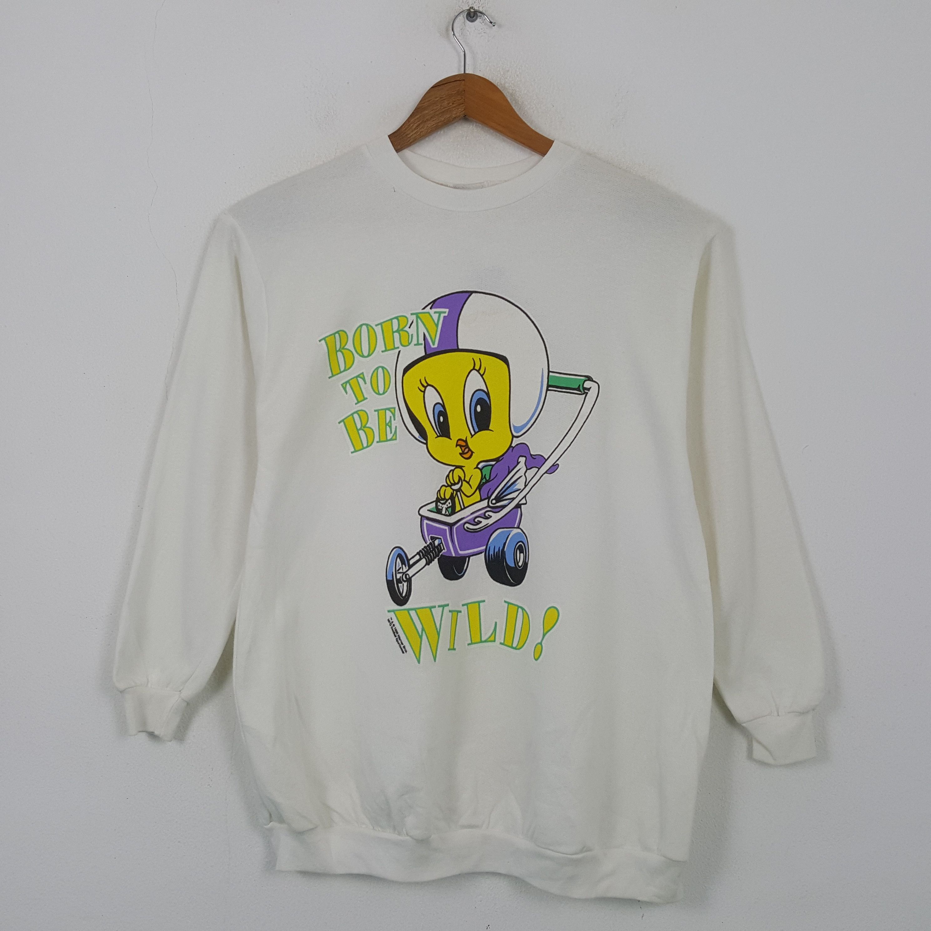 Warner Bros Vintage Waner Bros Tweety Born To Be Wild Sweatshirt RR6 Size US M / EU 48-50 / 2 - 1 Thumbnail