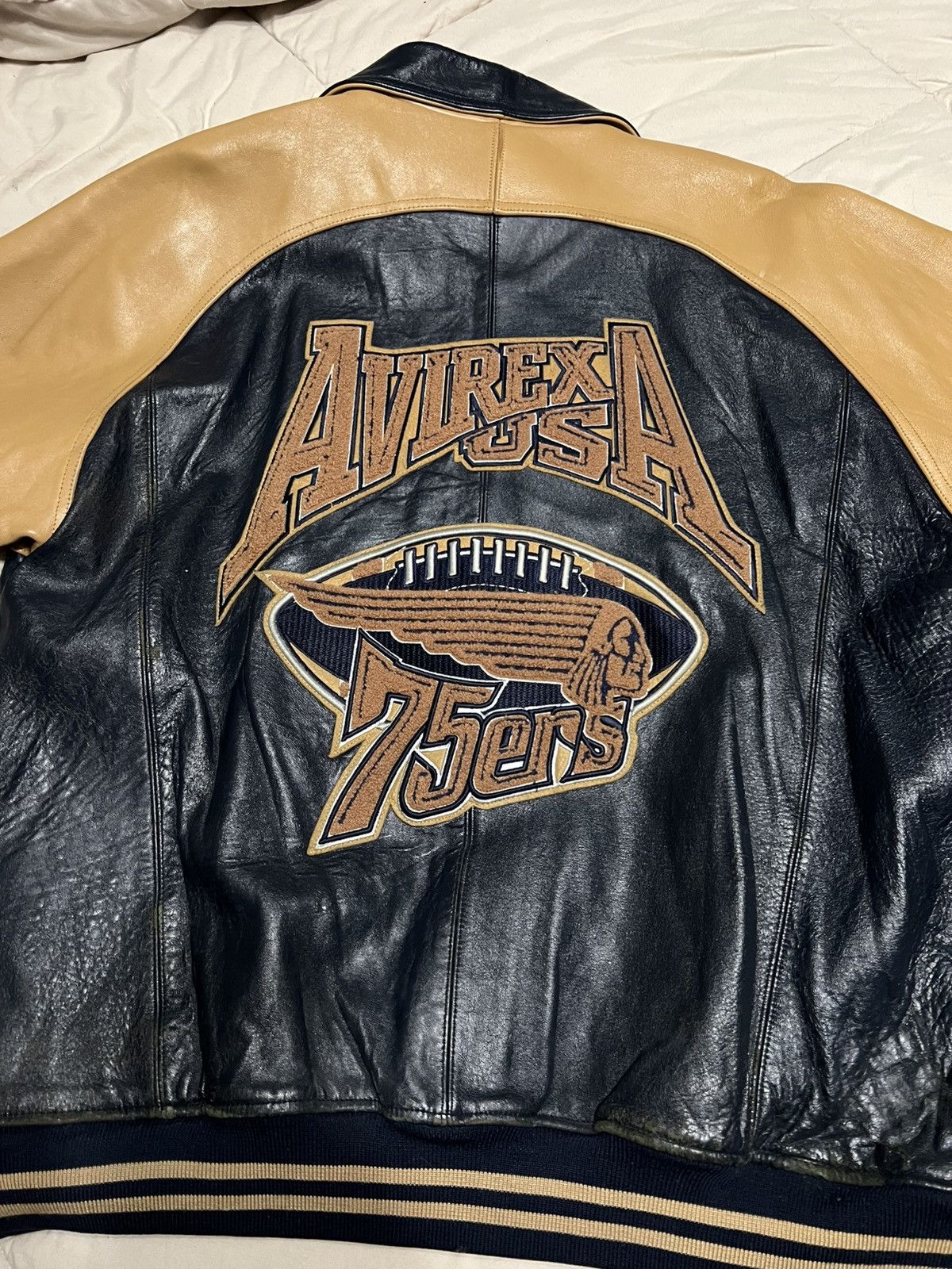 Avirex Vintage Avirex dark blue and beige leather jacket 3xl Size US XXL / EU 58 / 5 - 13 Thumbnail