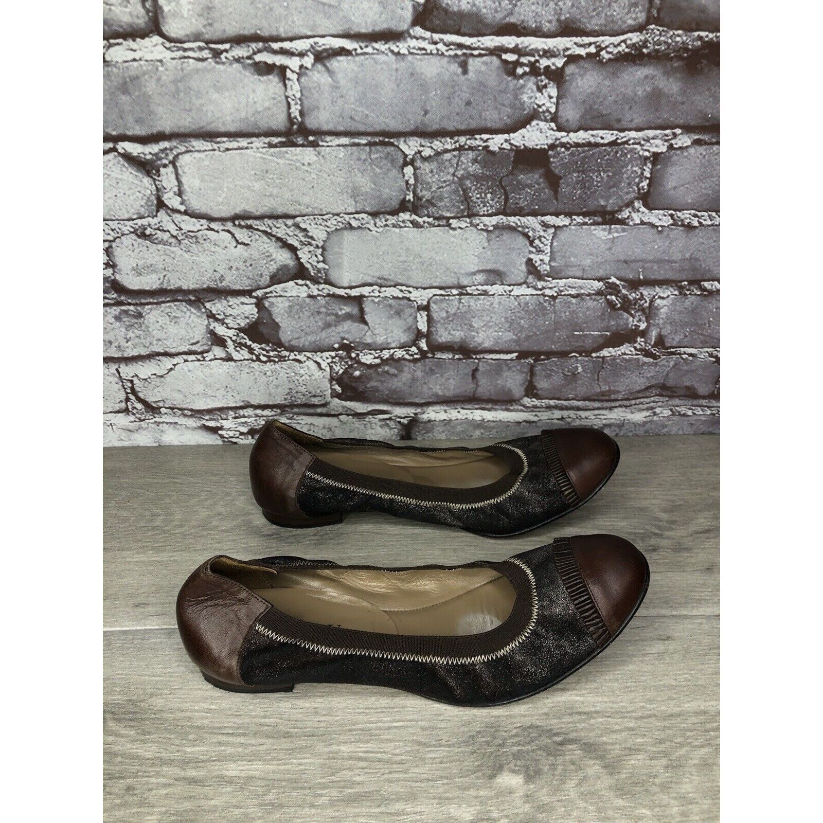 Other Anyi Lu Cate Brown Metallic Flecked Suede Leather Cap Toe Ba Size US 10 / IT 40 - 21 Thumbnail