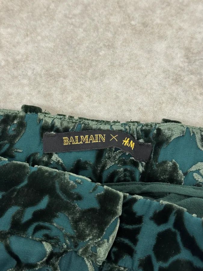 Balmain 2015 Balmain H&M Velvet Floral Green & Black Pants Size US 30 / EU 46 - 9 Thumbnail