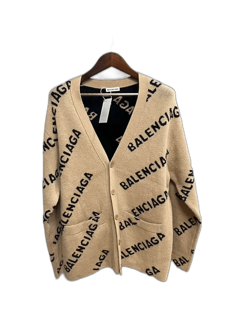 Balenciaga Balenciaga Beige Cardigan with Logo Print-2506 Size US XS / EU 42 / 0 - 1 Thumbnail