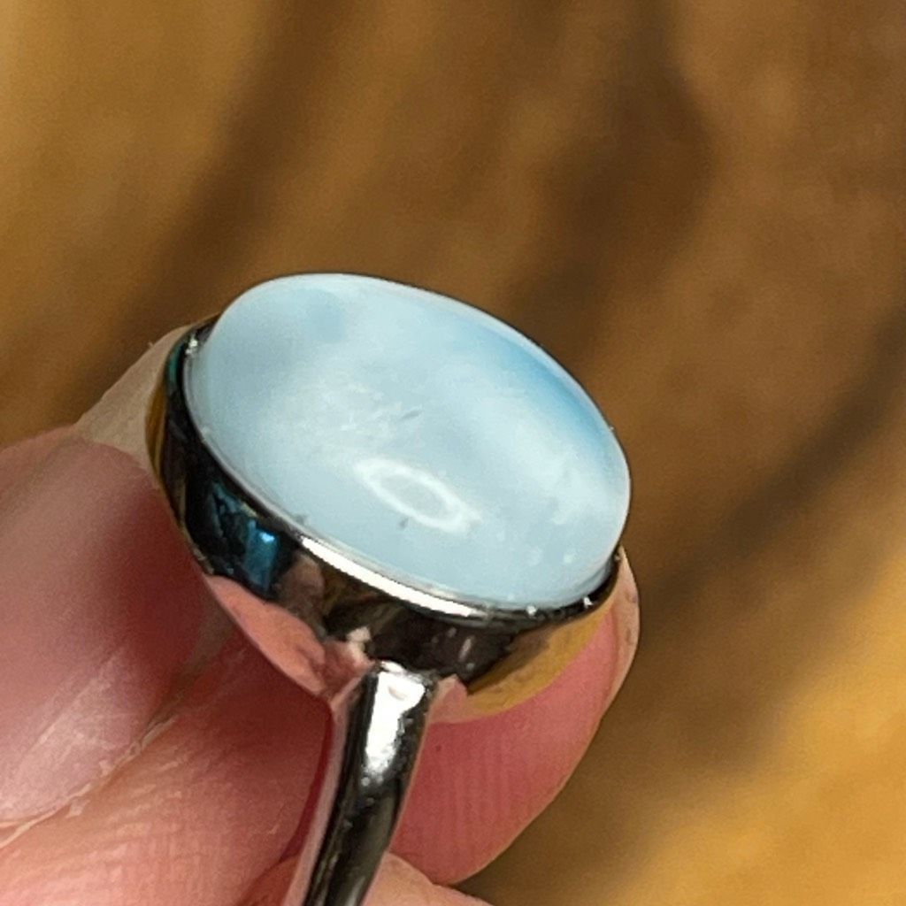 Other Larimar S925 sterling silver adjustable ring 10mm natural st Size ONE SIZE - 4 Thumbnail
