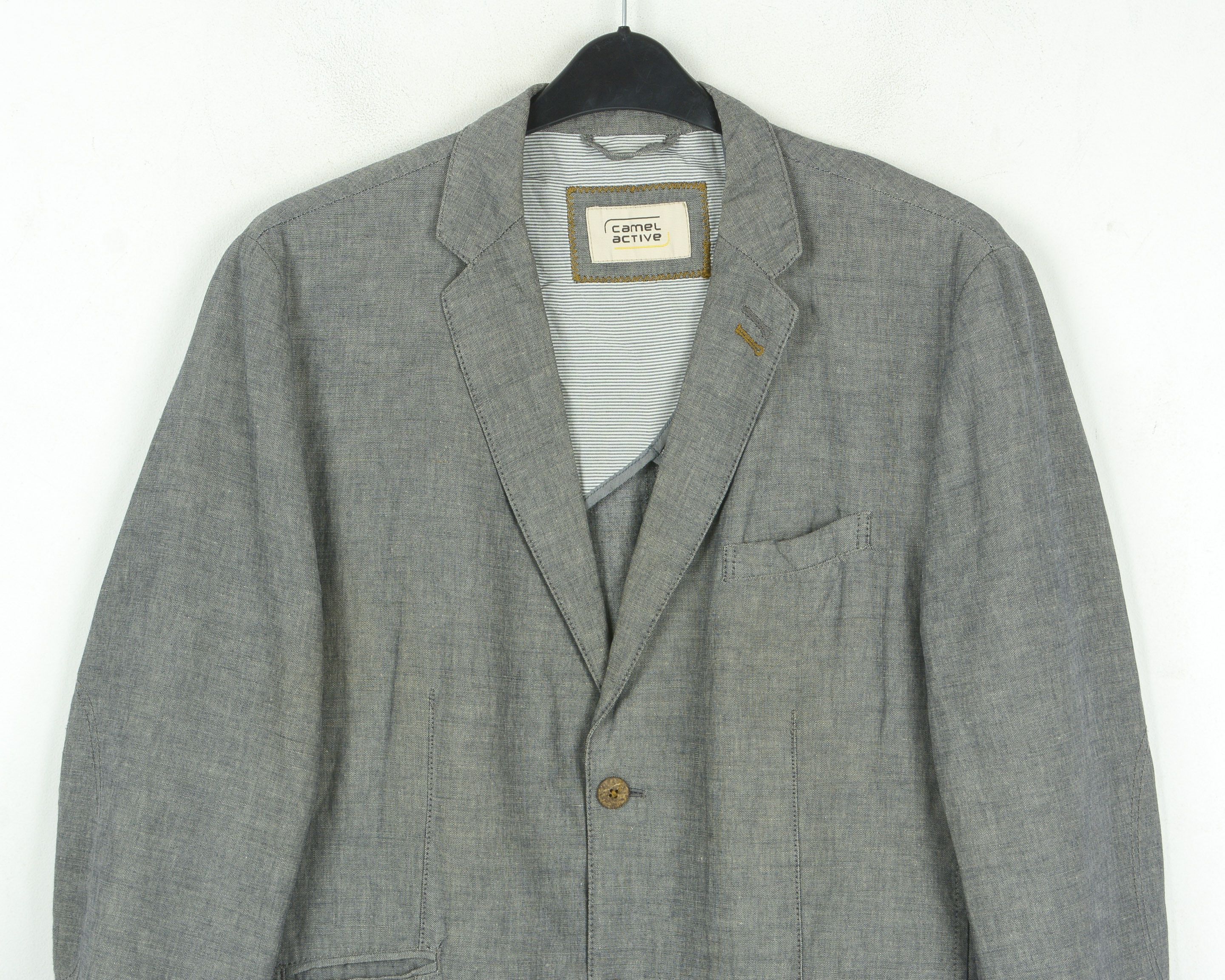 camel active Linen Cotton Blazer EU 52 Suit Jacket Sport L Coat Grey Flax Size 42R - 2 Thumbnail