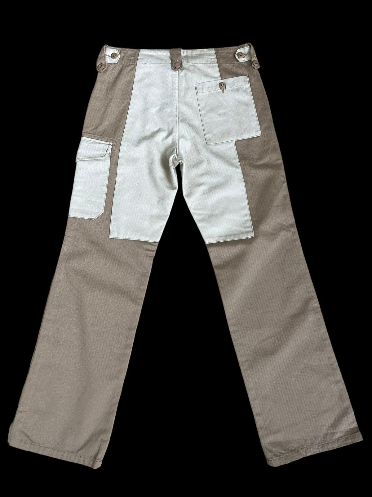 Post Overalls Made in Japan Herringbone Twill Patchwork Cargo Size US 31 - 2 Thumbnail