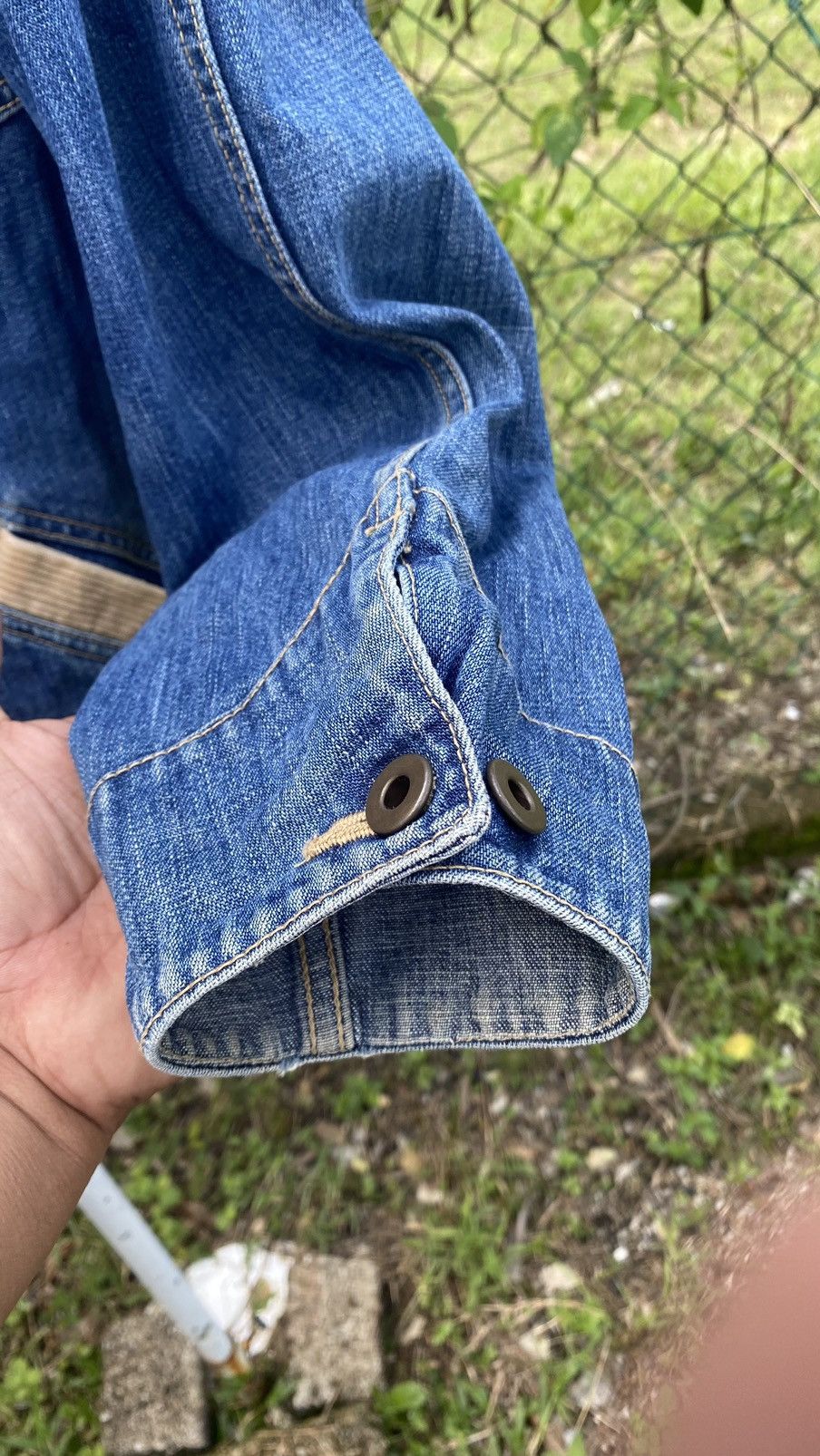Vintage Denim Work Jacket w/Corduroy Collar–Rare Graffiti Logo Tag Size US XL / EU 56 / 4 - 8 Thumbnail