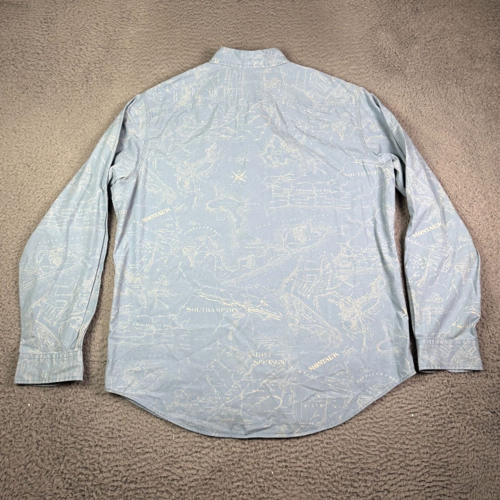Polo Ralph Lauren VINTAGE Polo Ralph Lauren Montauk Map Print Shirt Mens L Blue Long Sleeve Chin Strap Size US L / EU 52-54 / 3 - 4 Thumbnail