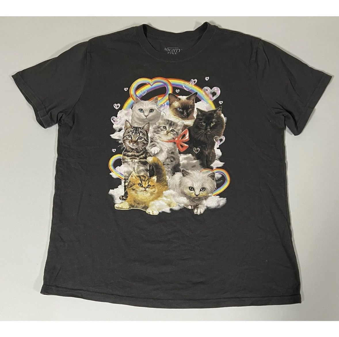 Mighty Healthy Mighty Fine Gray Cats Rainbow Graphic T-Shirt Tee Size S 🐈✨ Size US S / EU 44-46 / 1 - 2 Thumbnail