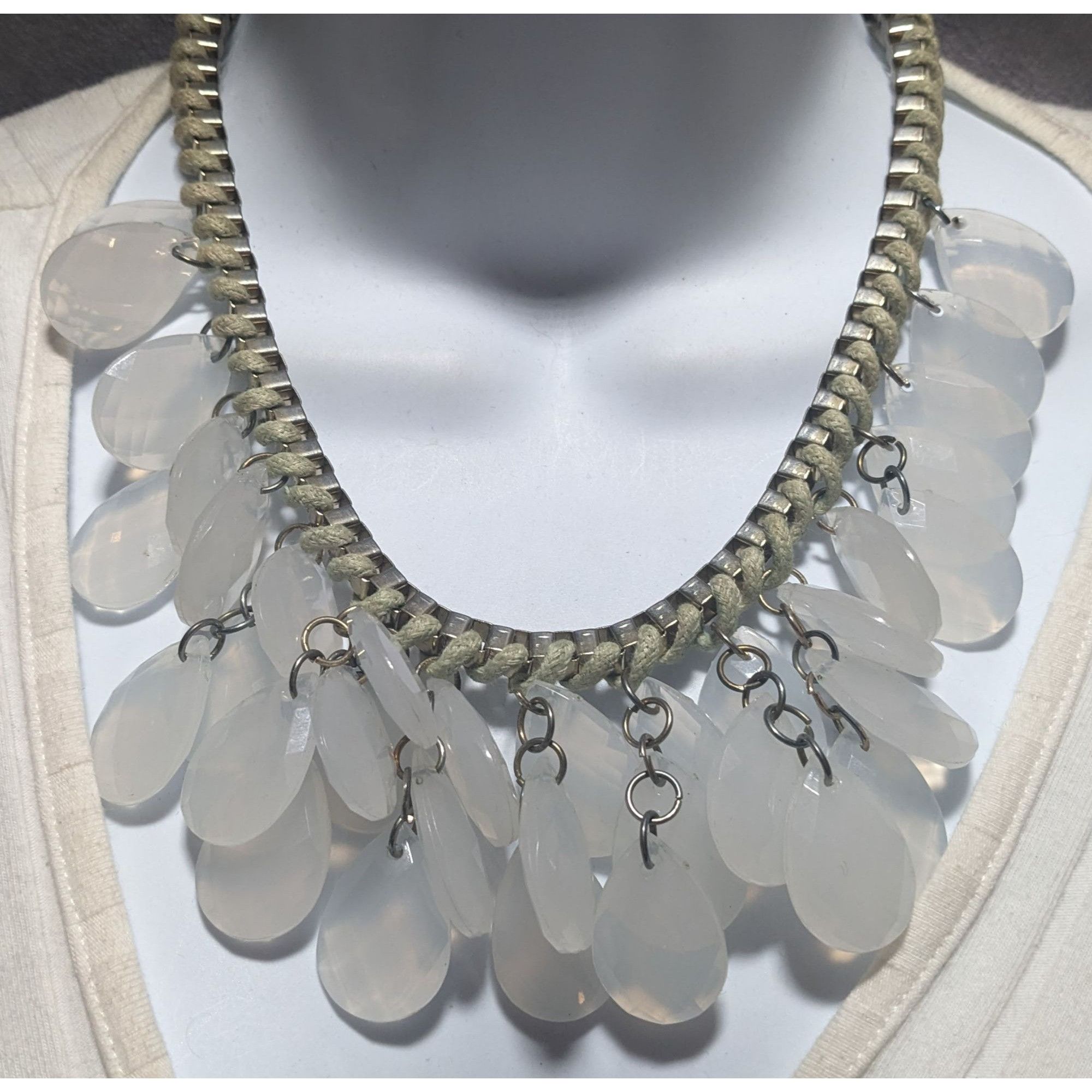 Other Chunky White Teardrop Box Chain Woven Necklace Size ONE SIZE - 5 Thumbnail
