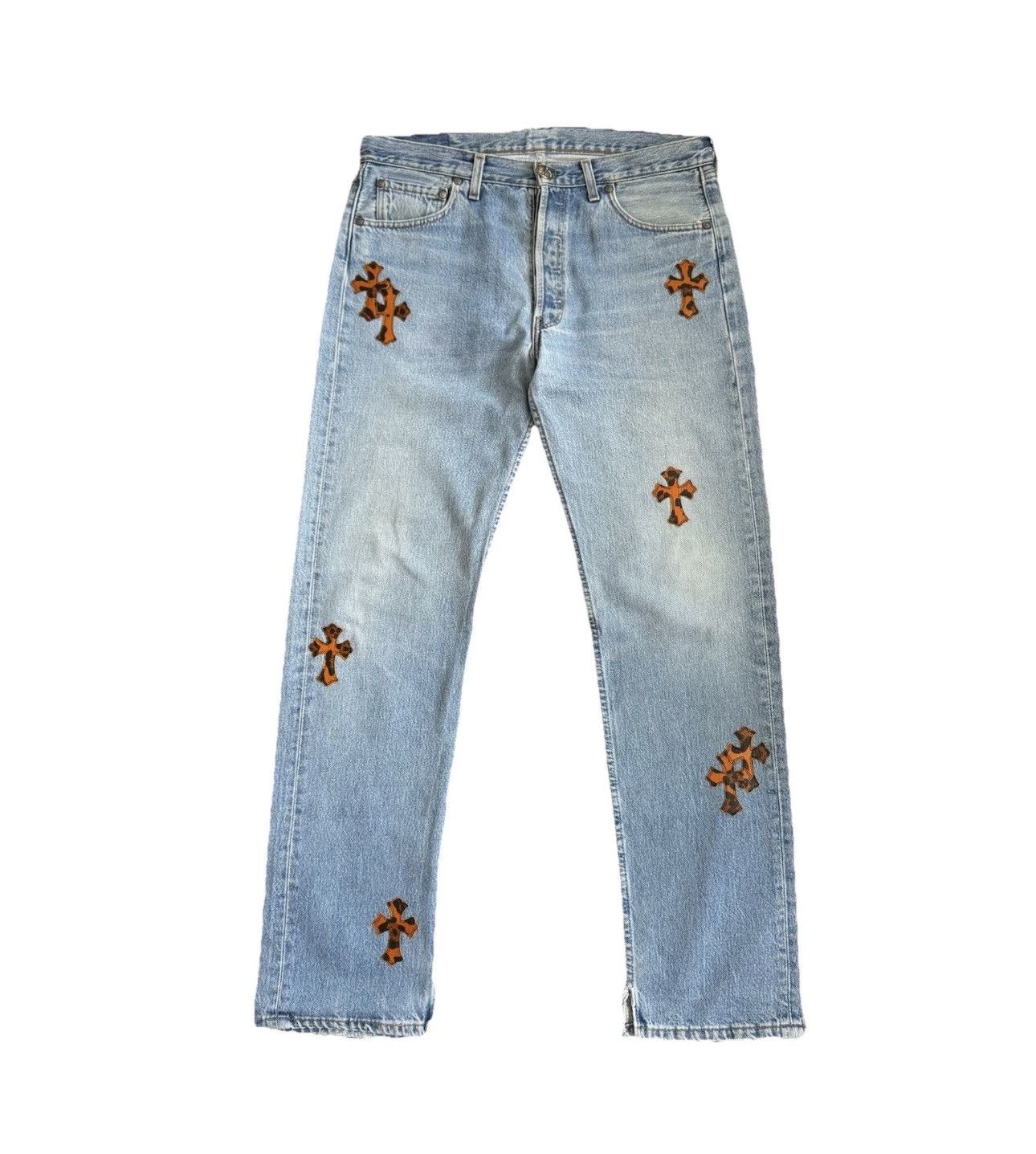 Chrome Hearts PATENT LEOPARD CROSS PATCH DENIM JEANS (RARE) Size US 33 - 1 Thumbnail
