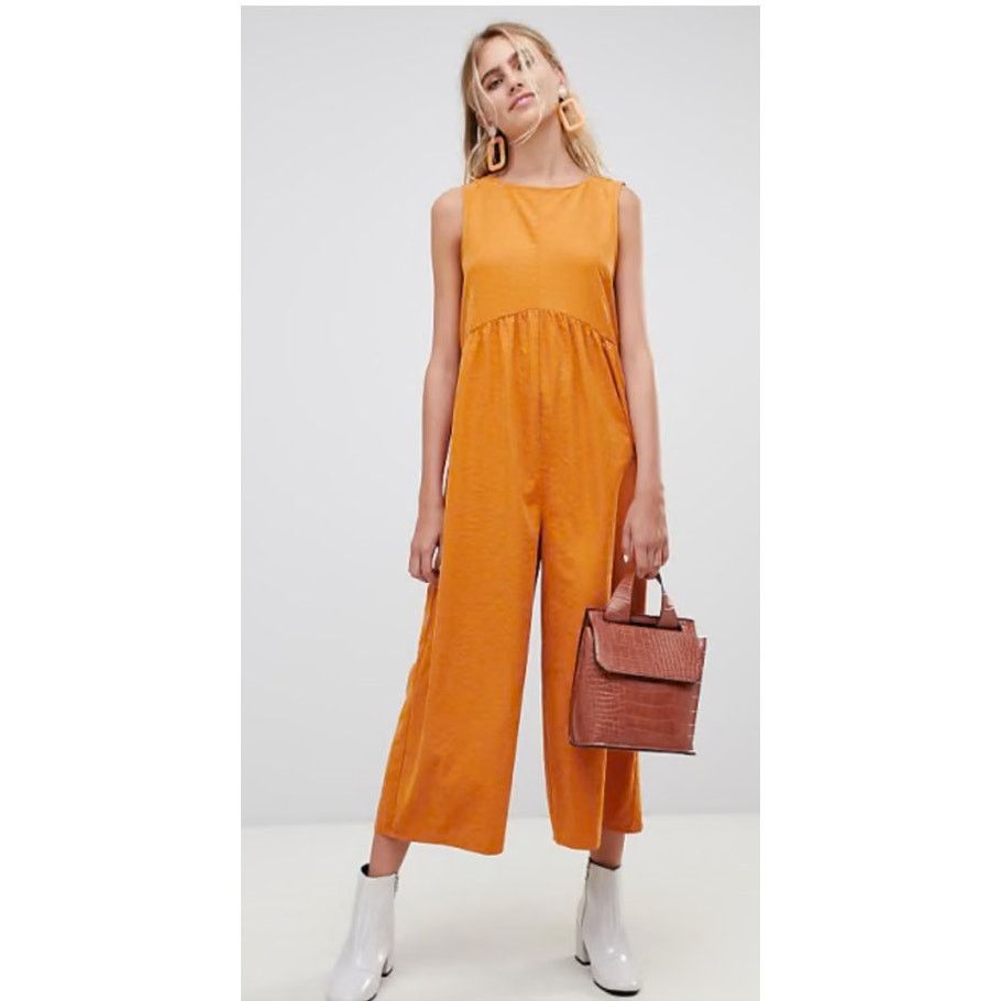 Asos ASOS Minimal Jumpsuit Ruching Detail Keyhole Back Mustard, 2 Size 26" / US 2 / IT 38 - 1 Thumbnail