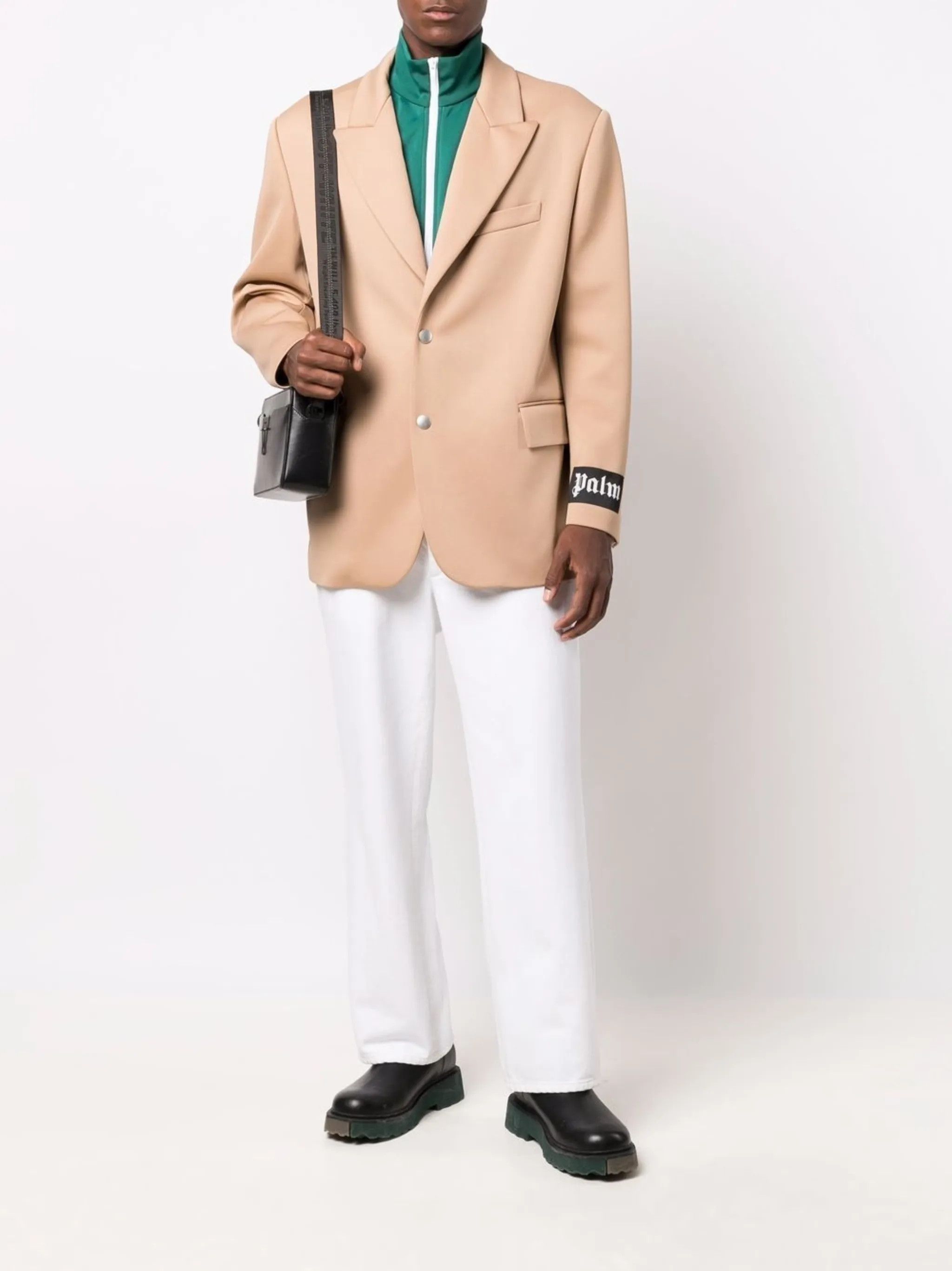Palm Angels o1y0325 Logo Blazer in Beige/Green Size US M / EU 48-50 / 2 - 5 Thumbnail