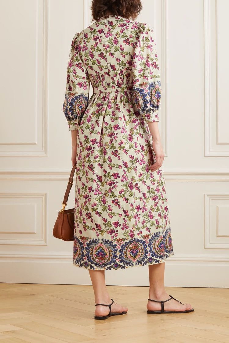 Etro ETRO Flower-print cotton-blend poplin Midi Dress MSRP $2450 Size XS / US 0-2 / IT 36-38 - 3 Thumbnail
