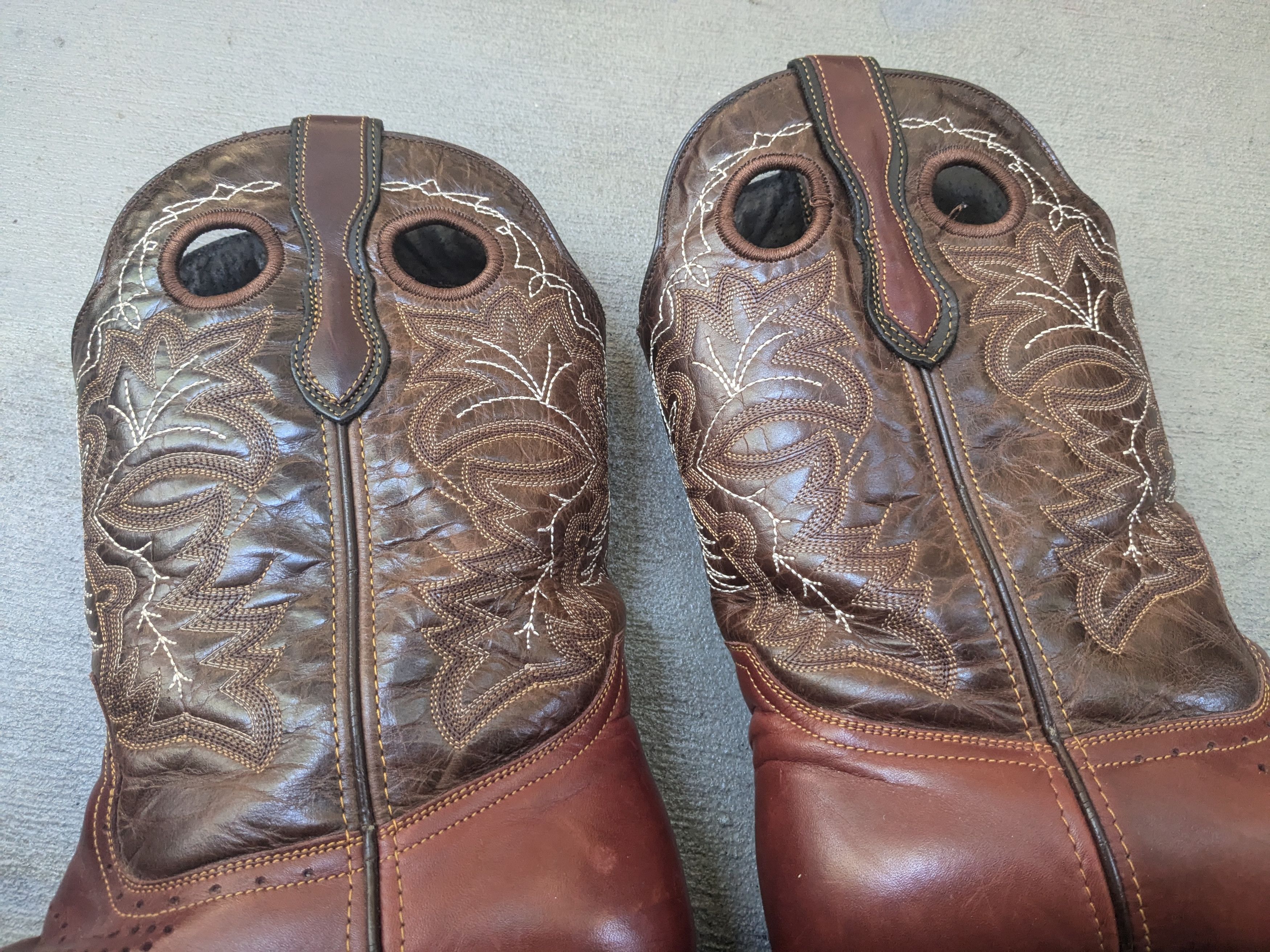 Genuine Leather Denver Cowboy Boots Brown Leather Black 11 Square Toe Rubber Size US 11 / EU 44 - 7 Thumbnail