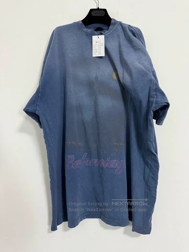 Balenciaga Balenciaga Oversized Blue Short Sleeve Shirt Size US L / EU 52-54 / 3 - 1 Thumbnail