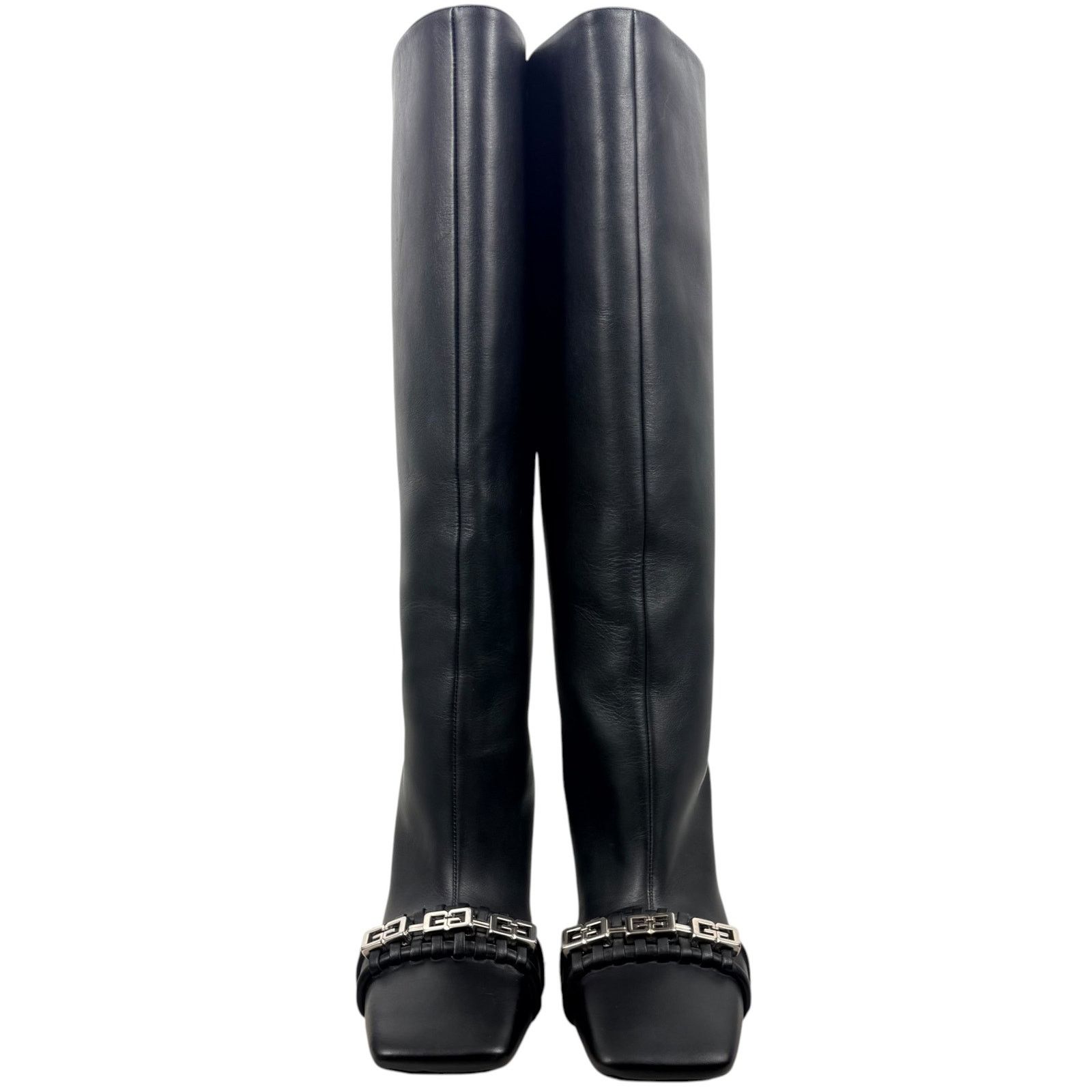 Givenchy New Givenchy G Woven Leather Knee High Square Toe Boots Size US 7 / IT 37 - 4 Thumbnail