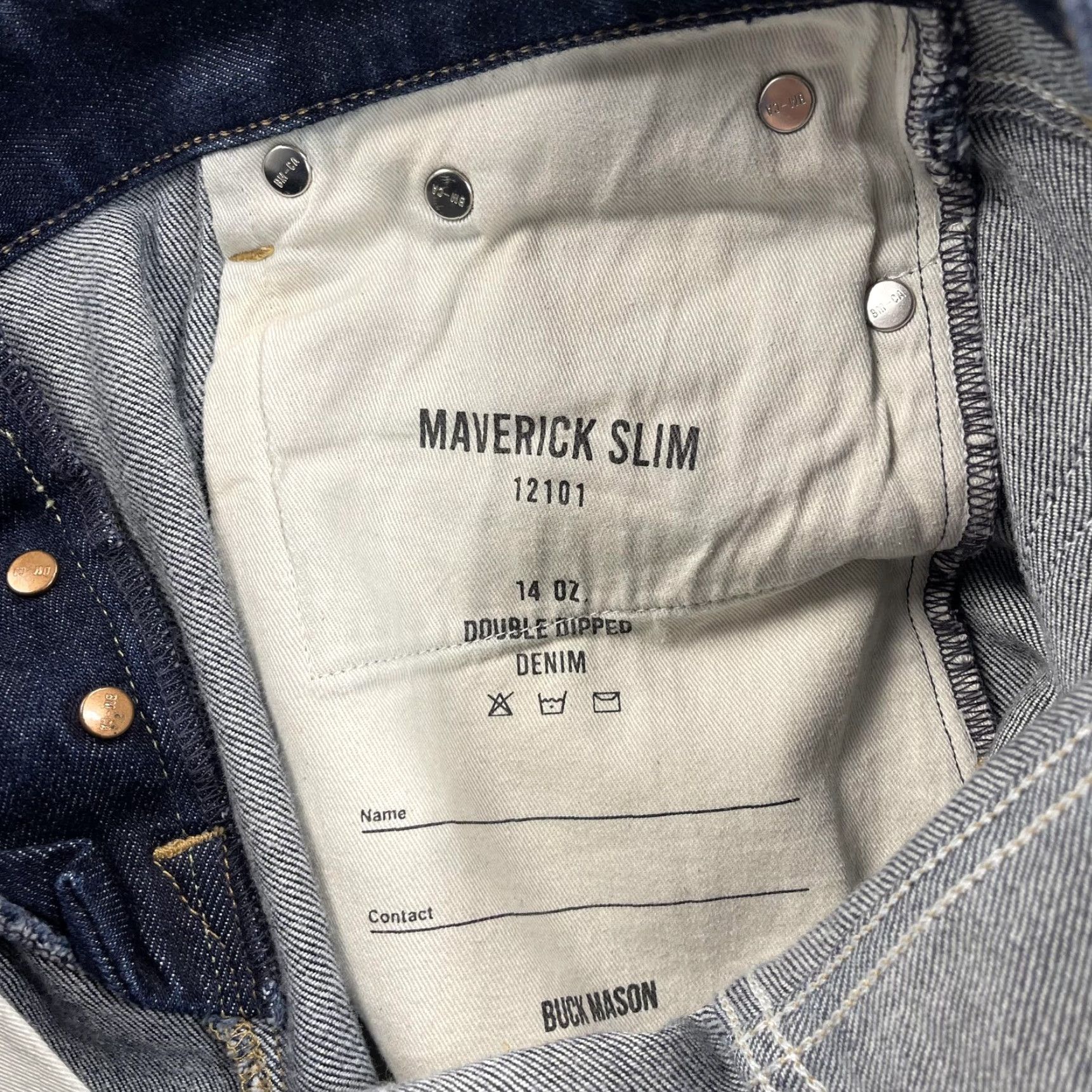 Buck Mason Buck Mason Jeans Mens 30x34 Maverick Slim 14 Oz Raw Denim Stretch Straight Blue Size US 30 / EU 46 - 7 Thumbnail