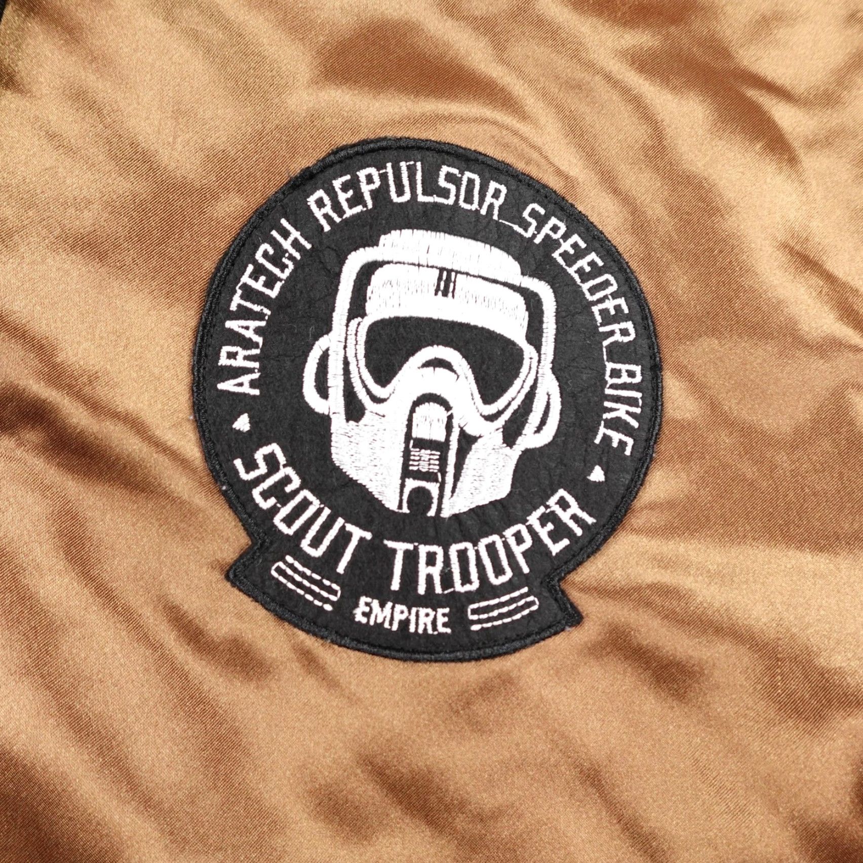 Star Wars Star Wars Jacket Mens Large Gold Endor Scout Trooper Satin Bomber Hooded Coat Size US L / EU 52-54 / 3 - 3 Thumbnail