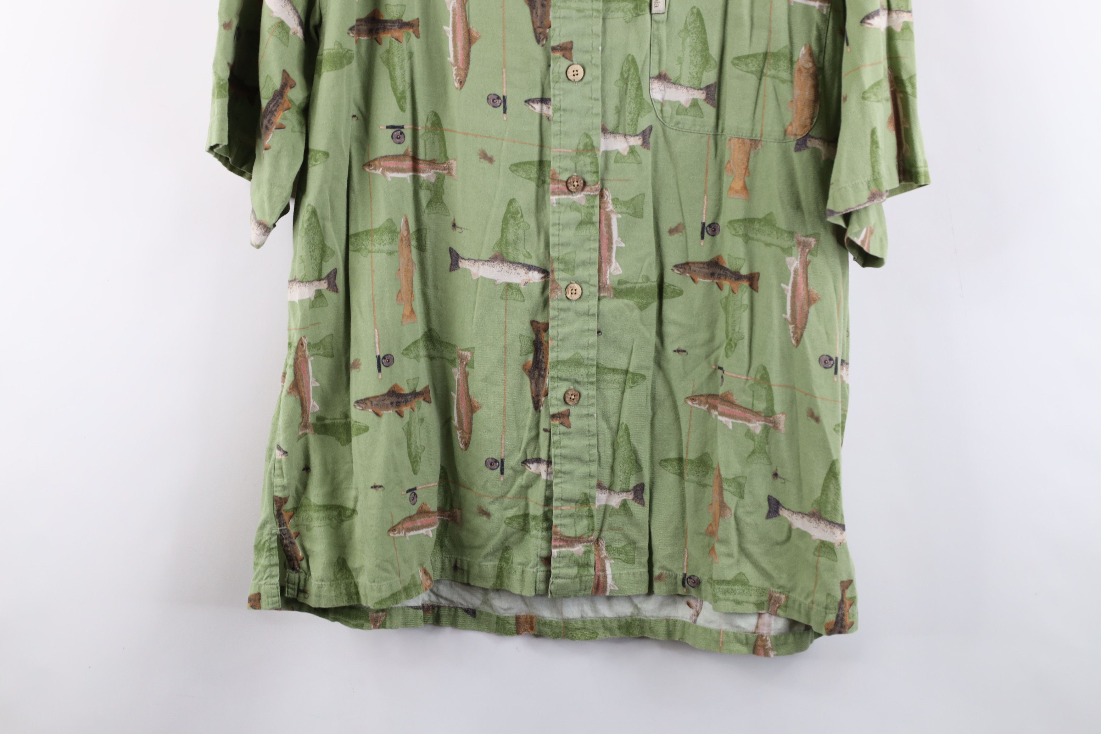 Columbia × Vintage Vintage Columbia Fishing Print Short Sleeve Button Shirt Size US L / EU 52-54 / 3 - 3 Thumbnail