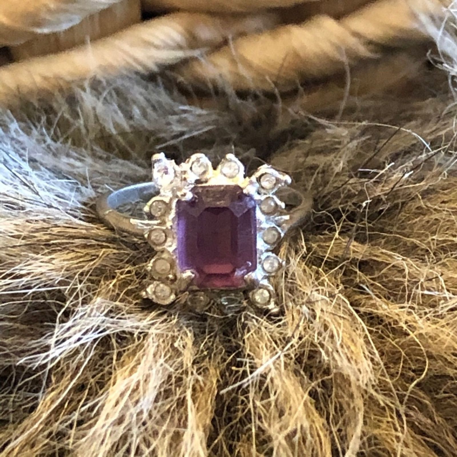 Vintage Vintage 50s Esposito emerald cut amethyst ring Size ONE SIZE - 1 Thumbnail