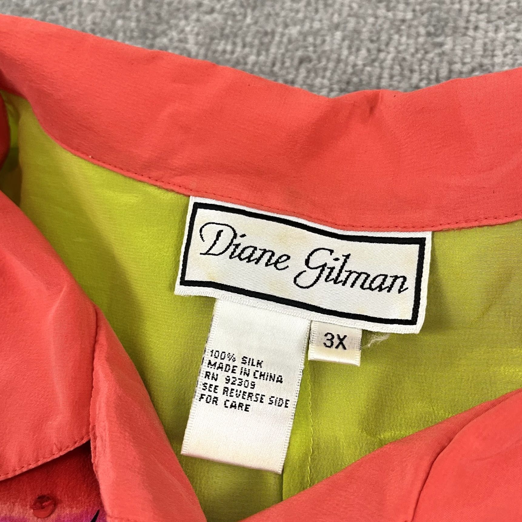 Vintage Diane Gilman Button Up Shirt Womens 3X Sequin Hawaiian Tropical Silk Top Blouse Shirt Size XXL / US 16-18 / IT 52-54 - 2 Thumbnail