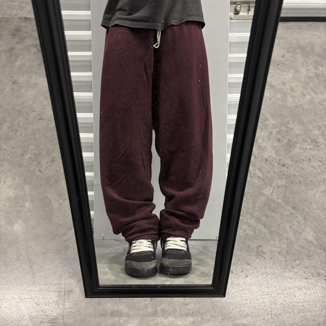 Japanese Brand × Vintage Crazy Vintage Y2K/2000s Burgundy Skater Essential Sweatpants! Size US 34 / EU 50 - 1 Thumbnail