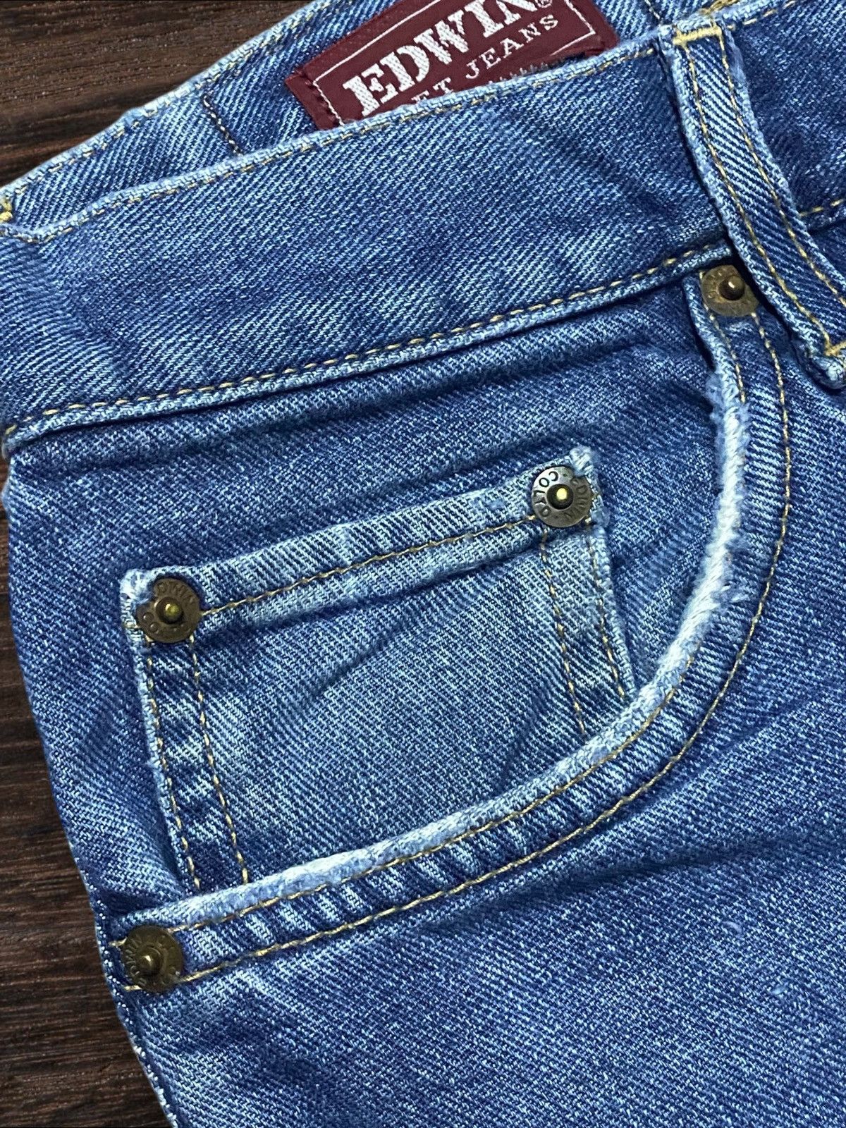 Japanese Brand Vintage Japanese Brand Edwin 703 Blue Wash Distressed Jeans Size US 30 / EU 46 - 7 Thumbnail