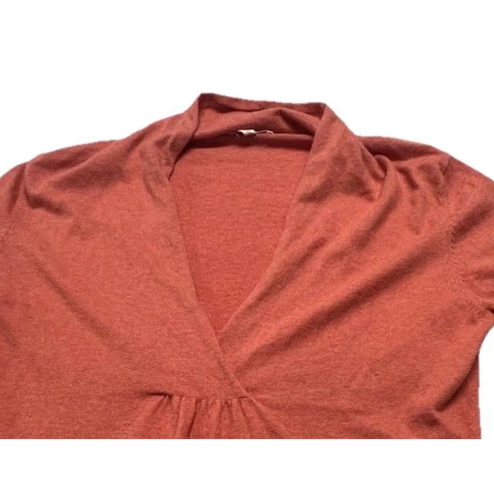 Eileen Fisher Eileen Fisher Tunic Women’s M 3/4 Sleeve V-Neck Cotton Cashmere Terracotta Orange Knit Sweater Dressy Casual Size M / US 6-8 / IT 42-44 - 3 Thumbnail