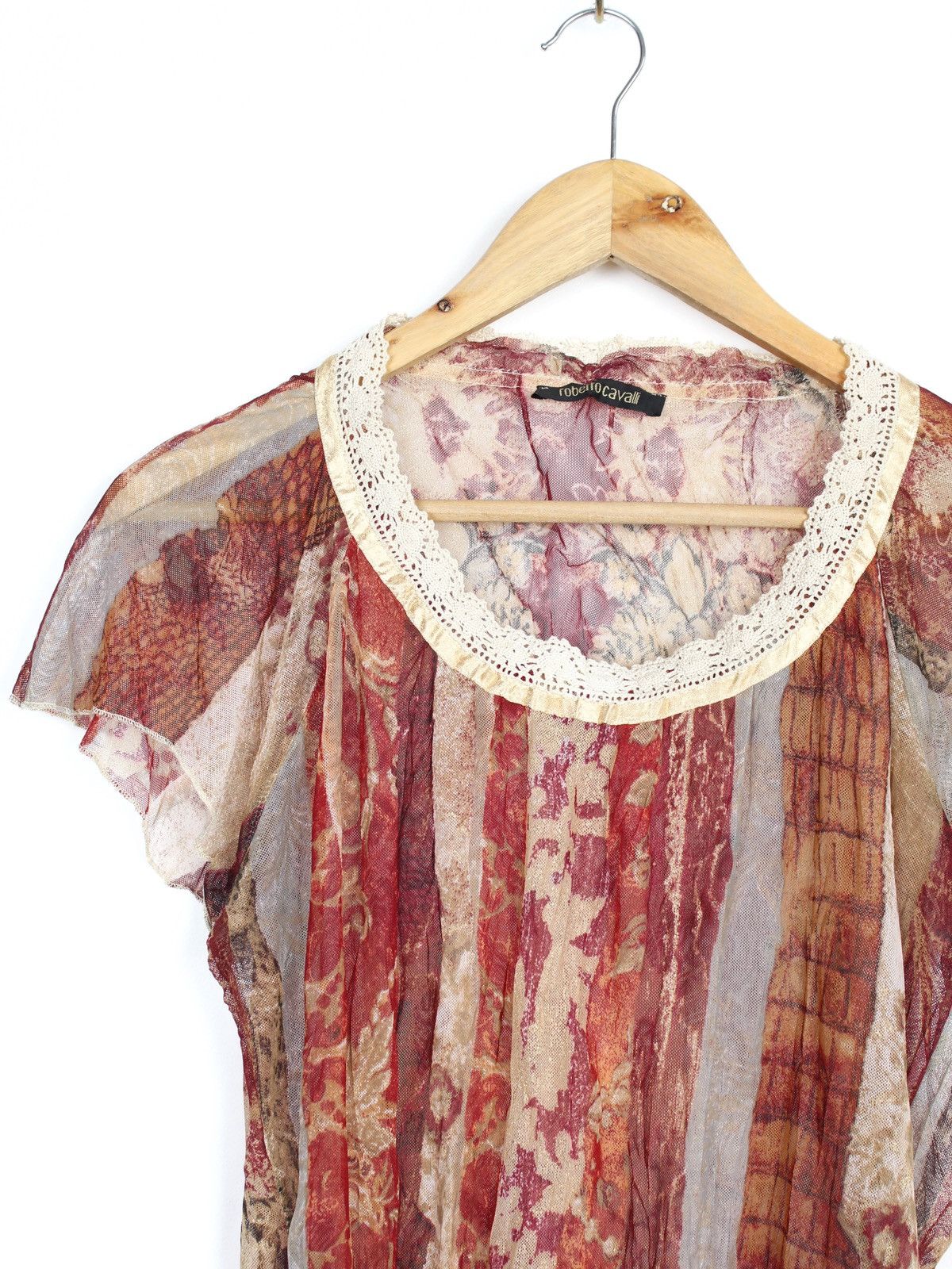 Roberto Cavalli Roberto Cavalli 2006 Women’s Mesh Multicolor T-shirt Top Size XL / US 12-14 / IT 48-50 - 2 Thumbnail