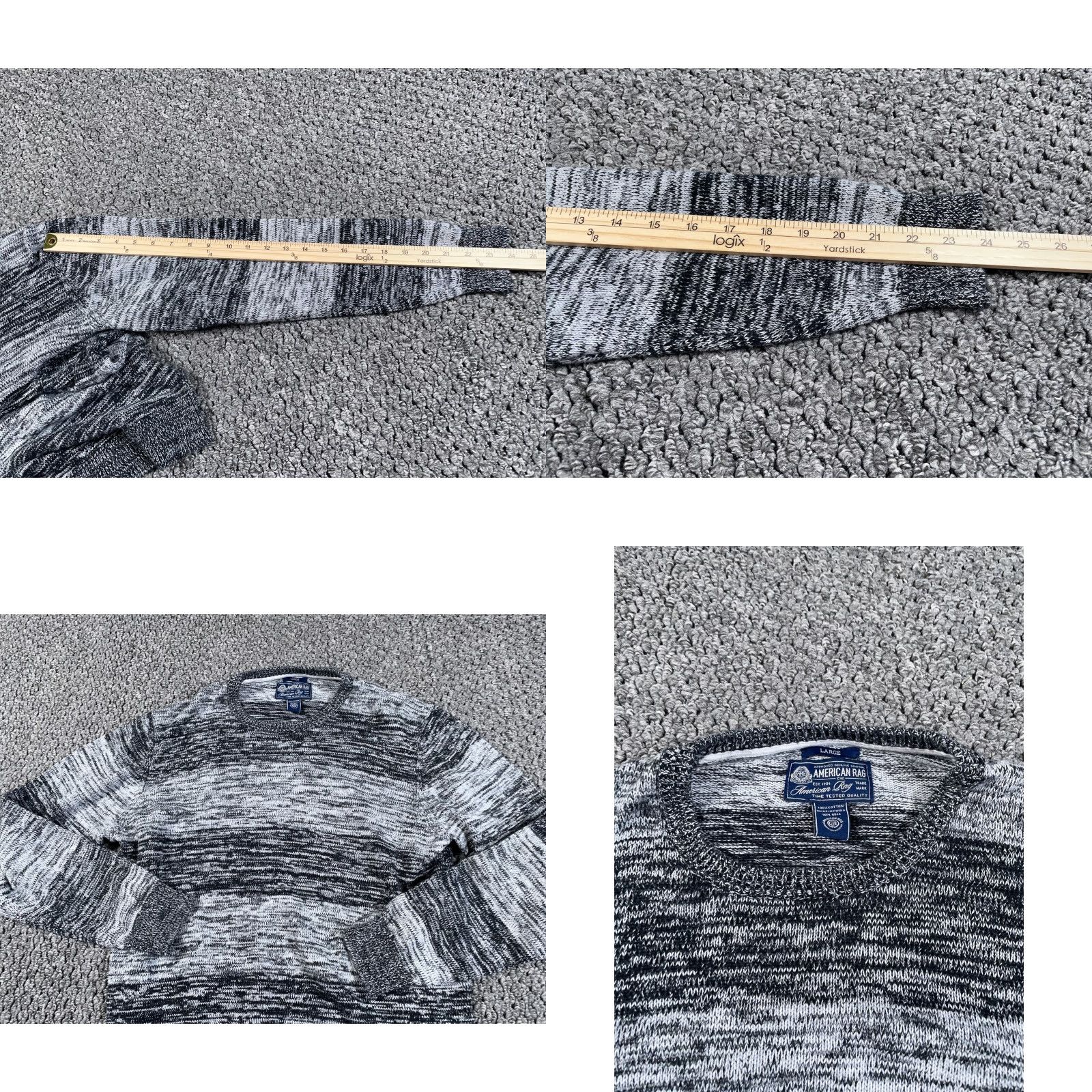 Vintage American Rag Cie Static Pattern Striped Sweater Adult Large Gray Crewneck Knit Size US L / EU 52-54 / 3 - 8 Thumbnail