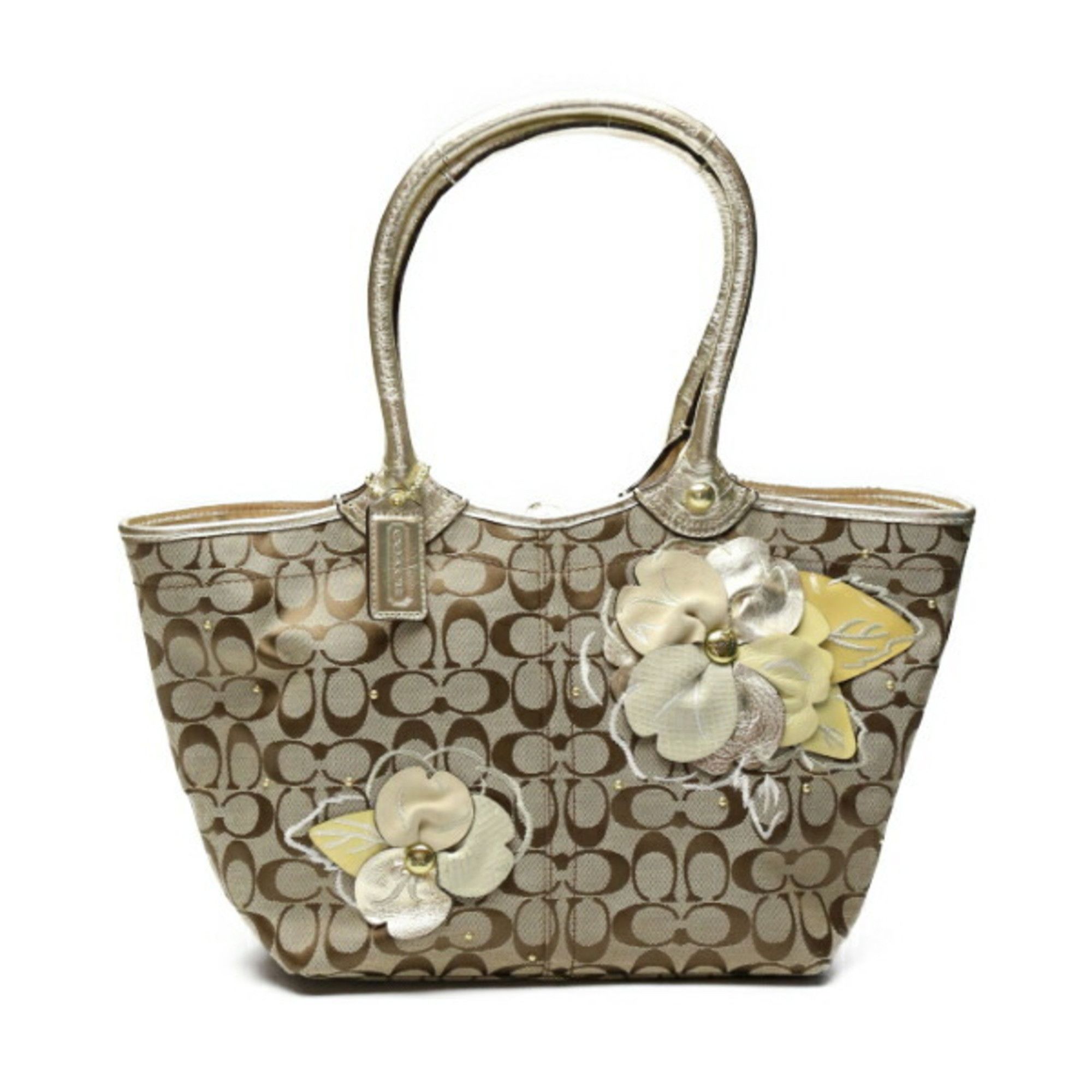 image of Coach Signature Shoulder Back Applique F16276 Coach Khaki X Gold Tote Bag, Women's