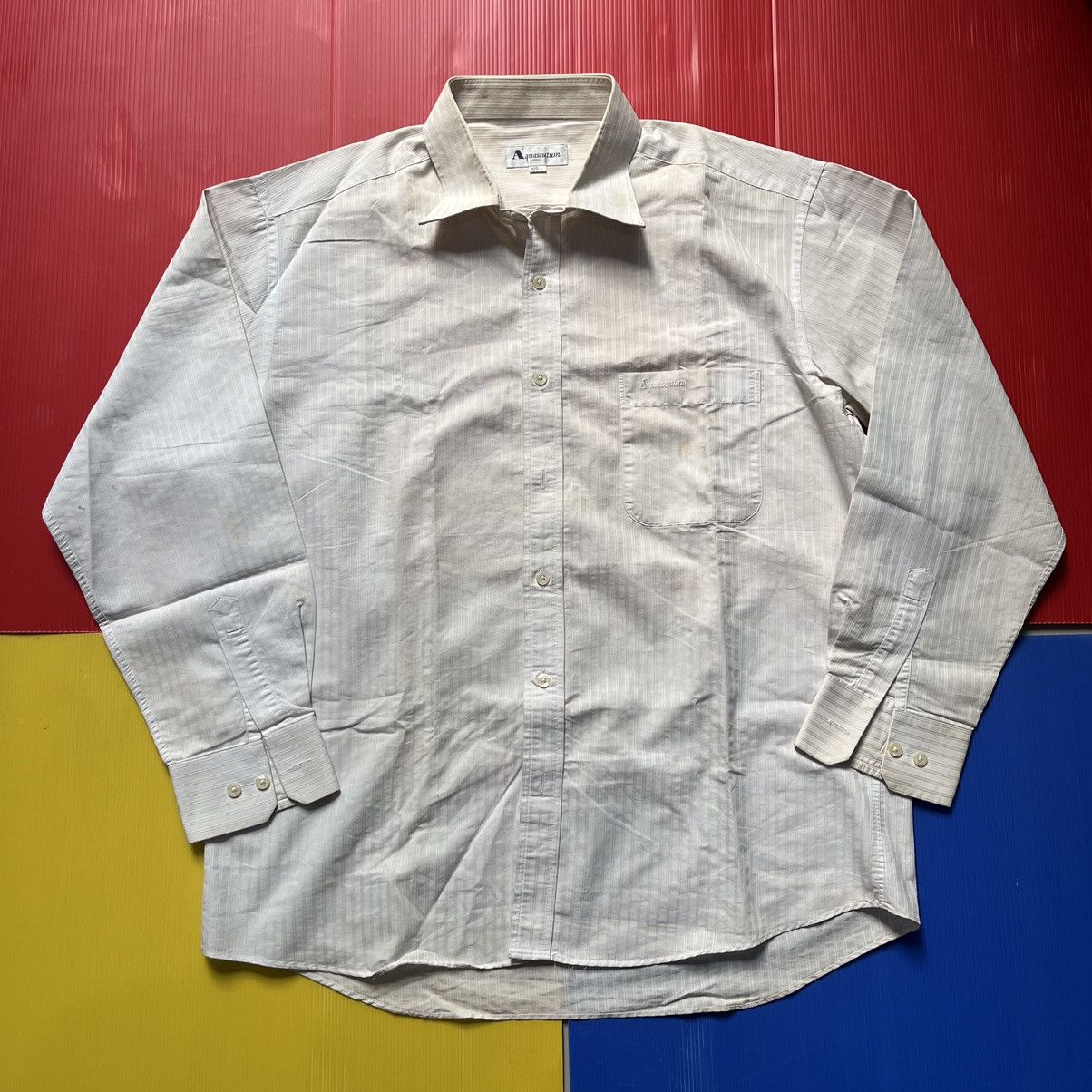 Aquascutum × Other UK Vintage Aquascutum of london Shirt long sleeve White stripes Size US XL / EU 56 / 4 - 5 Thumbnail