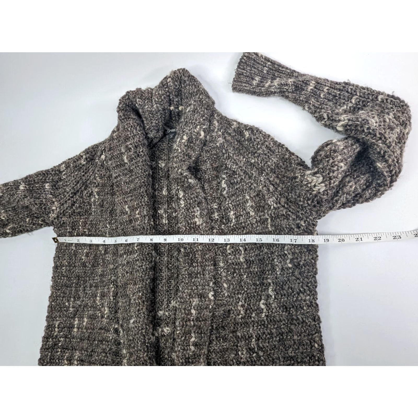 Express VINTAGE Express Open Front Brown Chunky Cardigan Sweater Womens XS Wool Acrylic Blend Size XS / US 0-2 / IT 36-38 - 6 Thumbnail