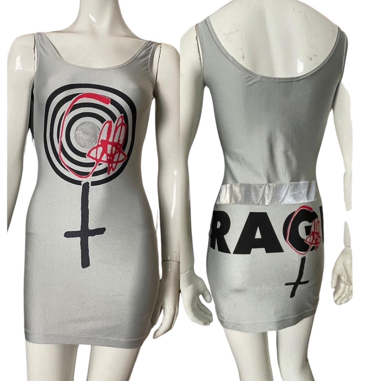 image of Vintage Helen Storey Silver Mini Dress Rage 1990, Women's (Size Small)