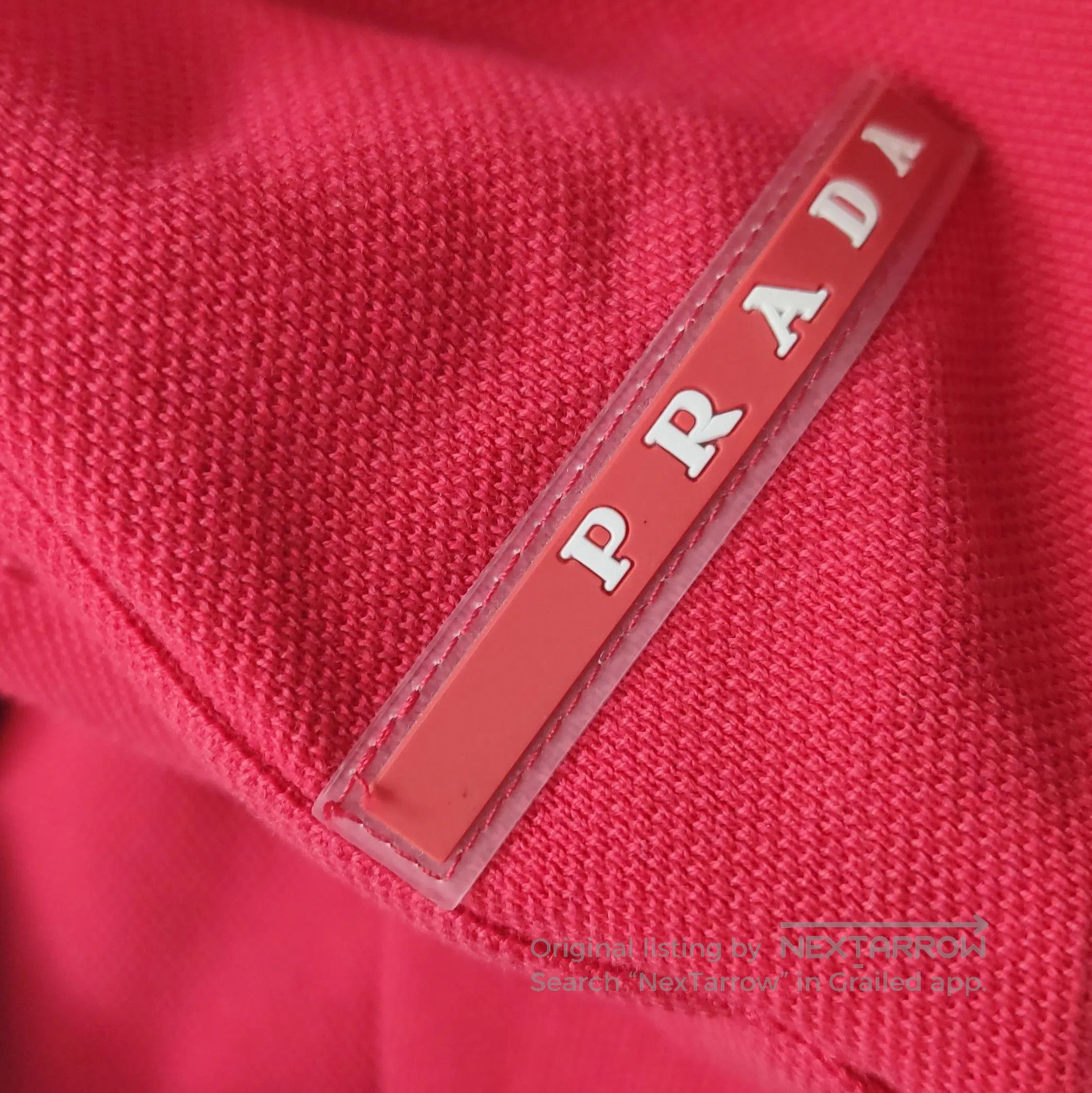 Prada Prada Logo Cotton Polo Shirt in Red . Size S / US 4 / IT 40 - 7 Thumbnail