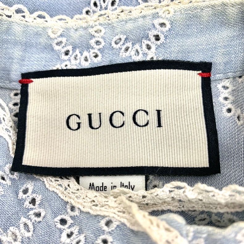 Gucci Gucci Light blue lace logo jacquad full-print long-sleeved Size XS / US 0-2 / IT 36-38 - 5 Thumbnail