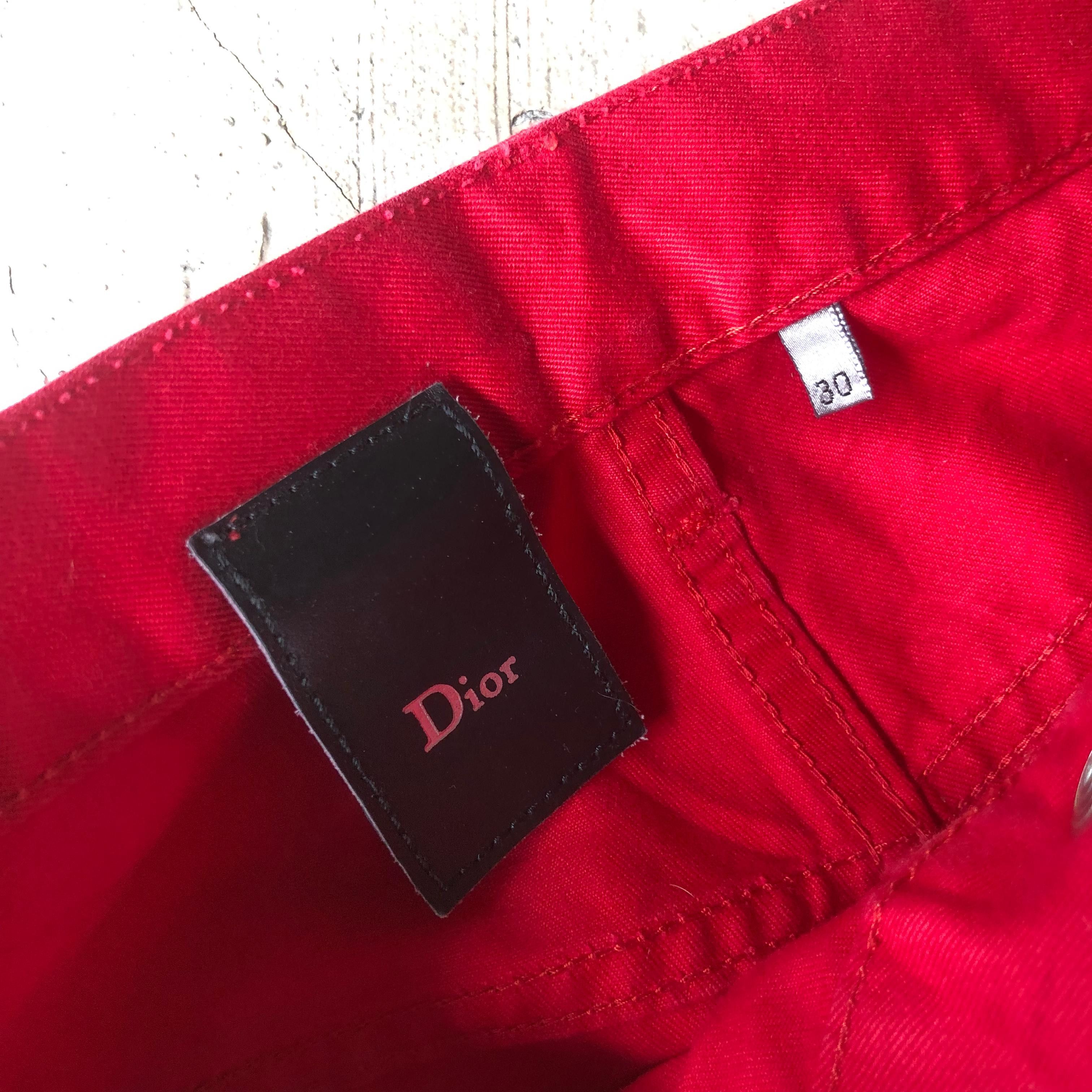 Dior × Hedi Slimane SS06 Dior Distressed Red Jeans Size US 30 / EU 46 - 7 Thumbnail