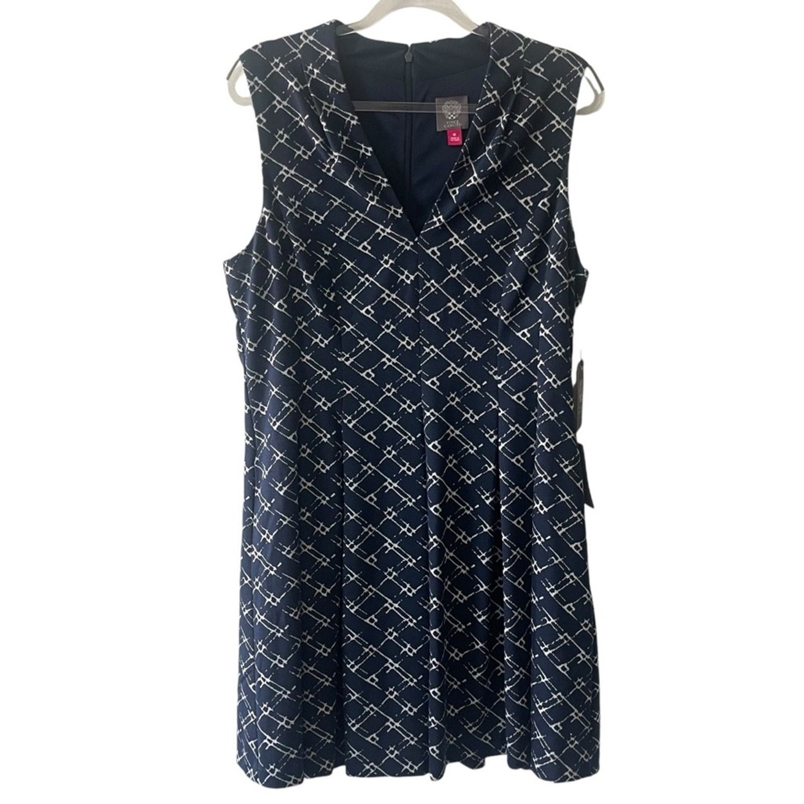 Vince Camuto Vince Camuto Sleeveless V Neck Fit and Flare Dress Navy 18 Size XXL / US 16-18 / IT 52-54 - 8 Thumbnail