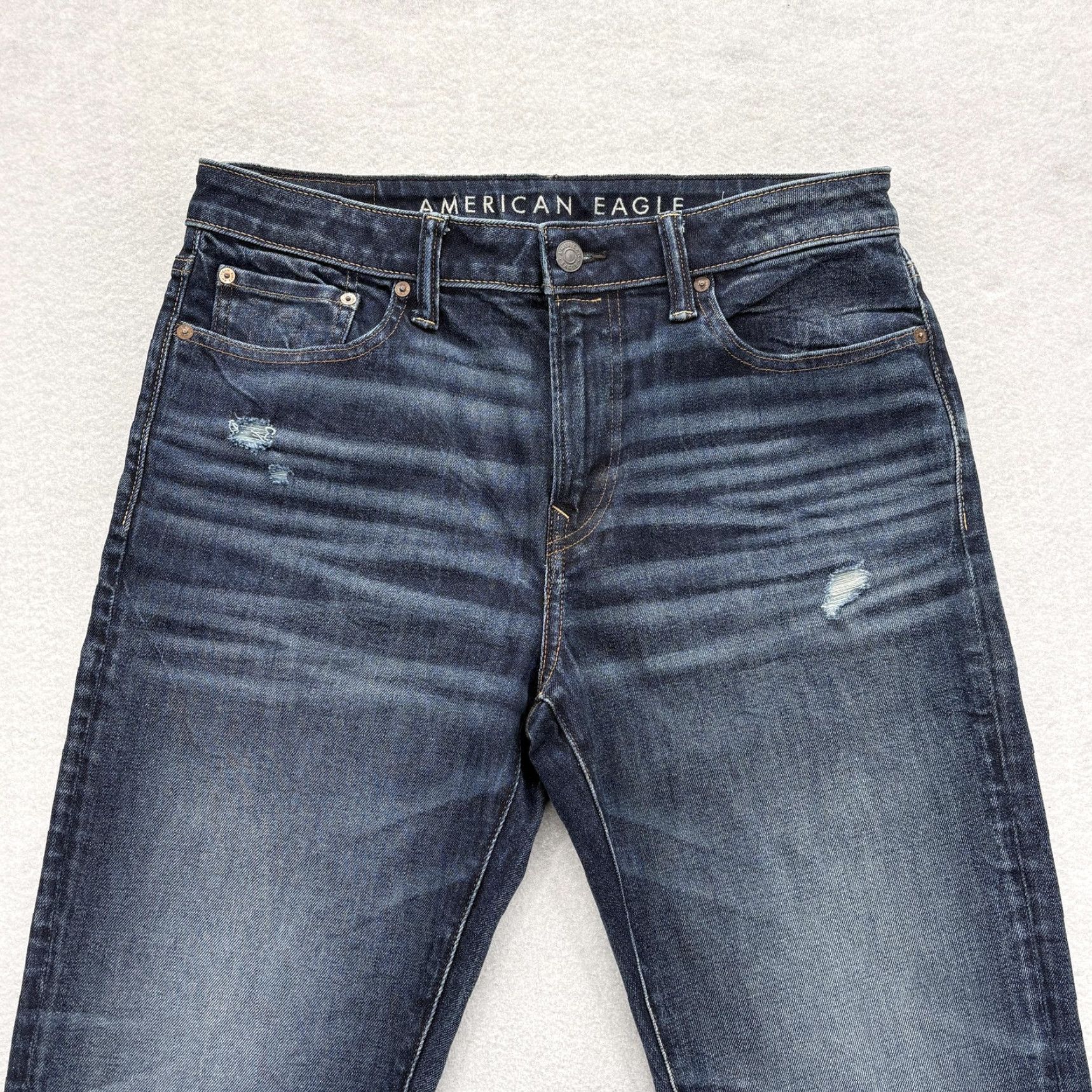 American Eagle Outfitters American Eagle AirFlex+ Jeans Mens 32x30 Blue Distressed Denim Size US 32 / EU 48 - 2 Thumbnail