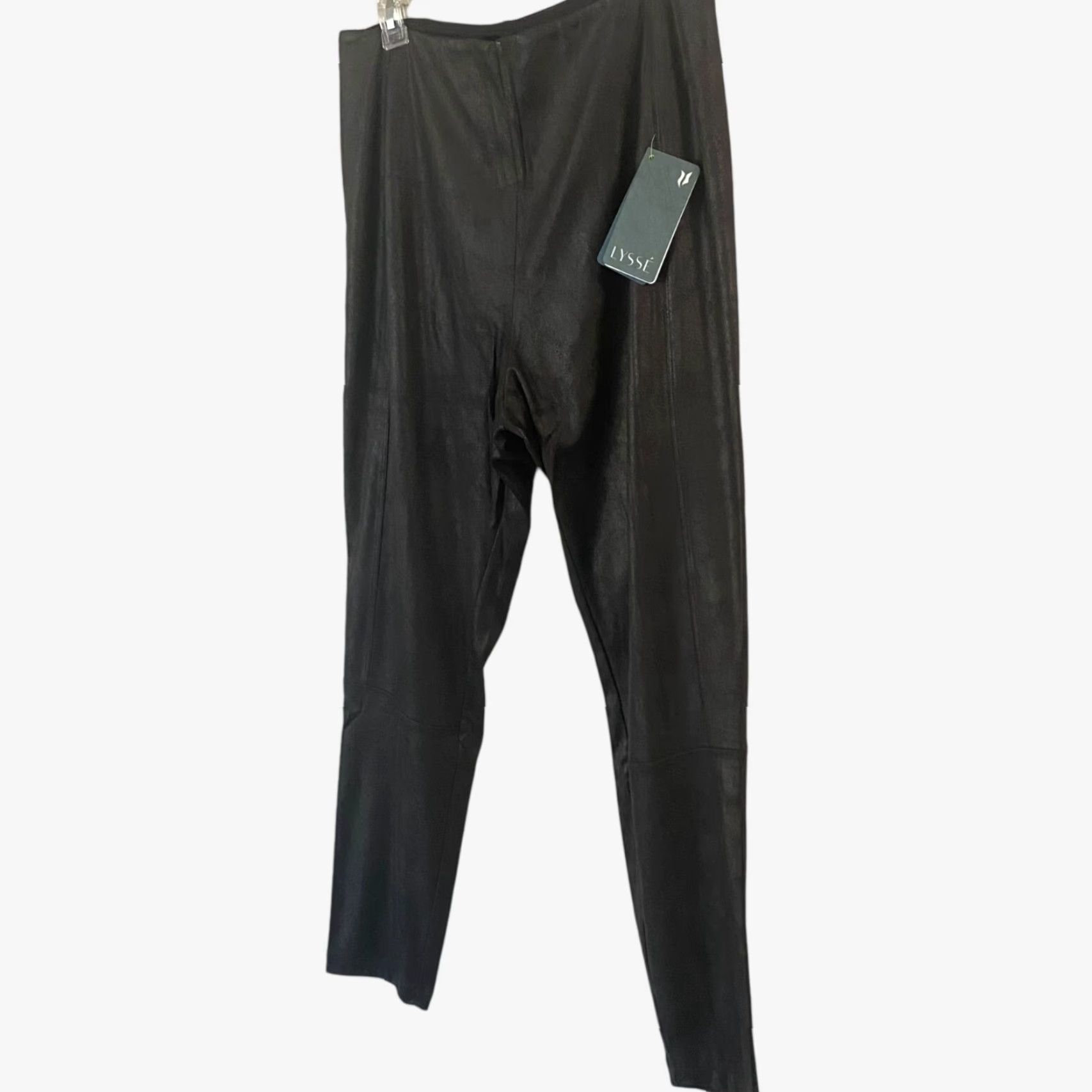 Vintage LYSSE Vegan Buffed Faux Suede Leggings Women's XL Black High-Waisted Stretch New Size 40" / US 18 - 2 Thumbnail