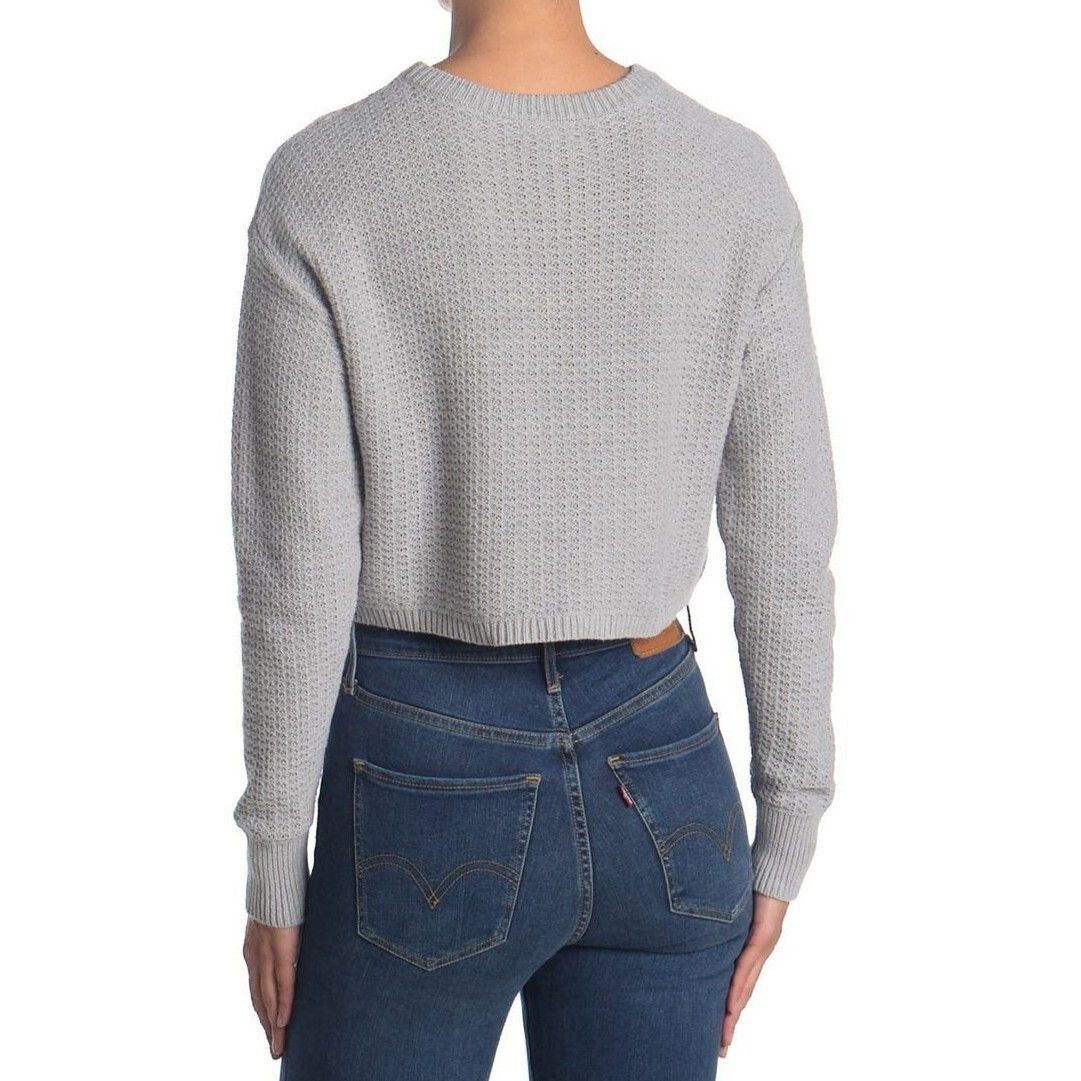 Other Abound Textured Cropped Sweater Top in Gray Heather Color Size XS / US 0-2 / IT 36-38 - 2 Thumbnail