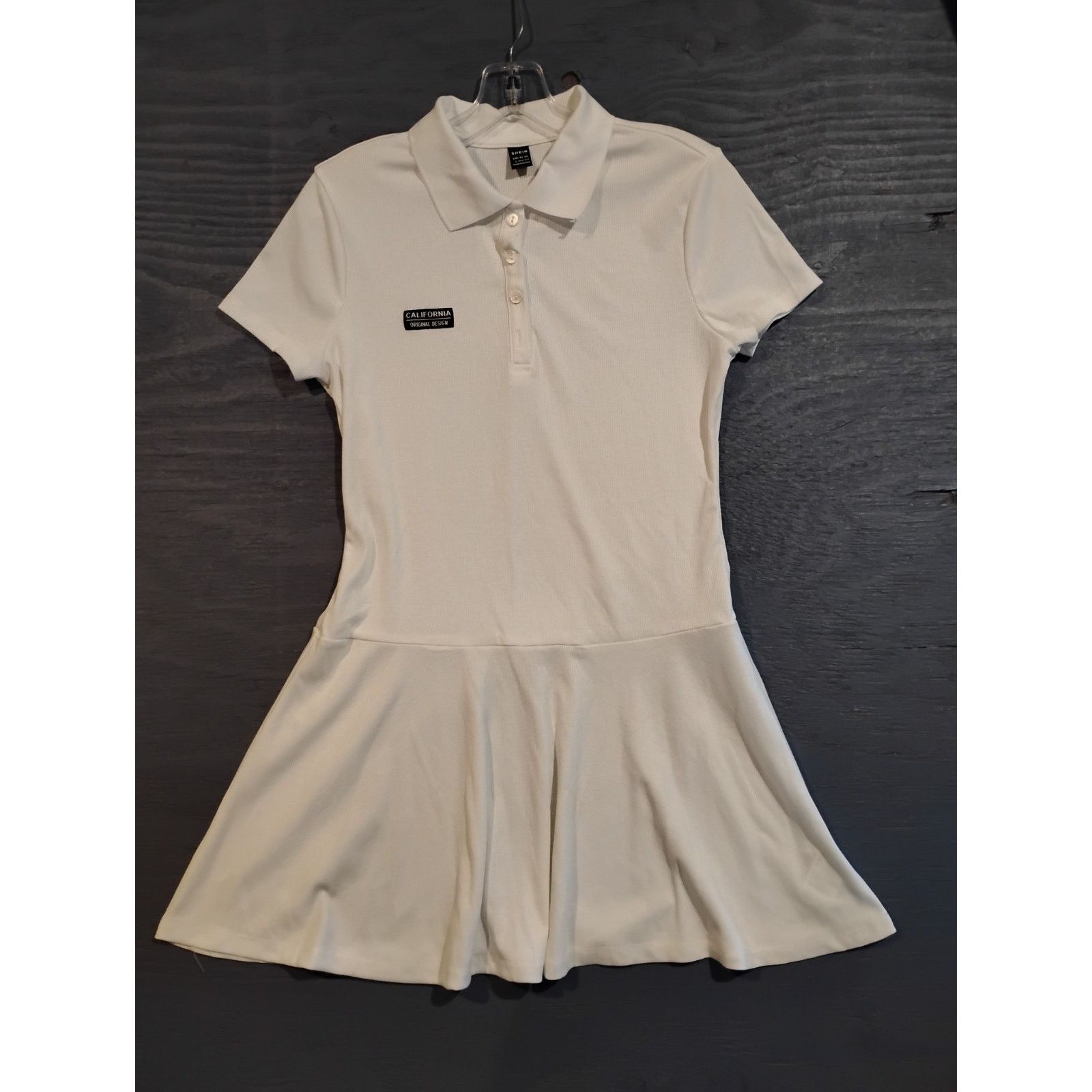 Shein Shein (Large) Women's White Polo Dress Size L / US 10 / IT 46 - 3 Thumbnail