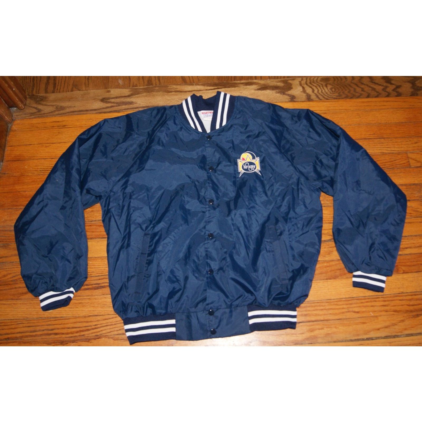 Vintage NOS VTG Kroger Blue XL Bomber Jacket Snap USA Workwear Size US XL / EU 56 / 4 - 1 Thumbnail
