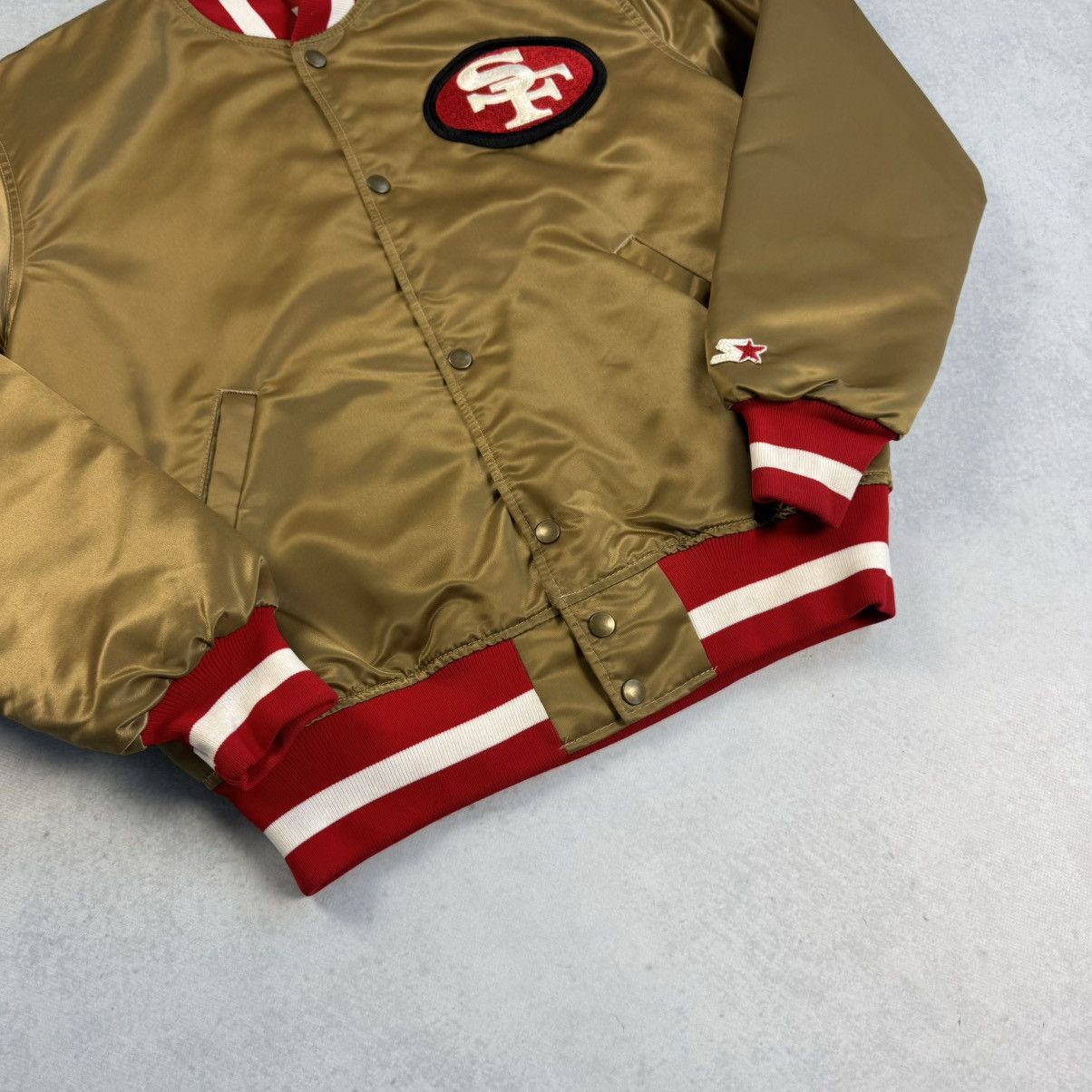 NFL × Starter × Vintage 80s STARTER SAN FRANCISCO 49ers NFL SATIN BOMBER JACKET Sz M Size US M / EU 48-50 / 2 - 4 Thumbnail