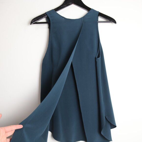 Aritzia Aritzia Wilfred 100% Silk Teal Flowy Crepe Tank Top Blouse Size S / US 4 / IT 40 - 7 Thumbnail