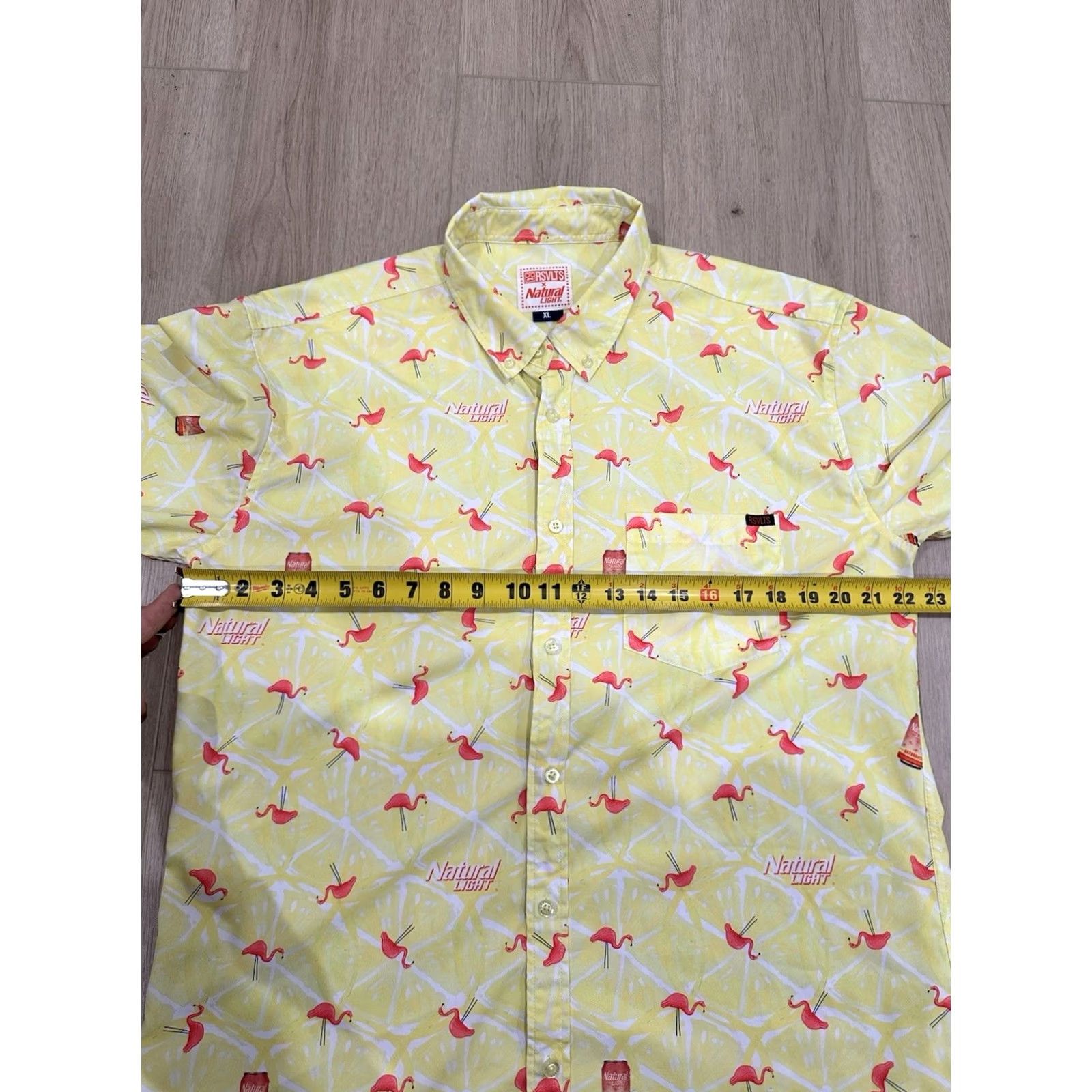 Pinko RSVLTS x Natural Light Shirt Mens XL Yellow Pink Short Sleeve Button Down Size US XL / EU 56 / 4 - 7 Thumbnail