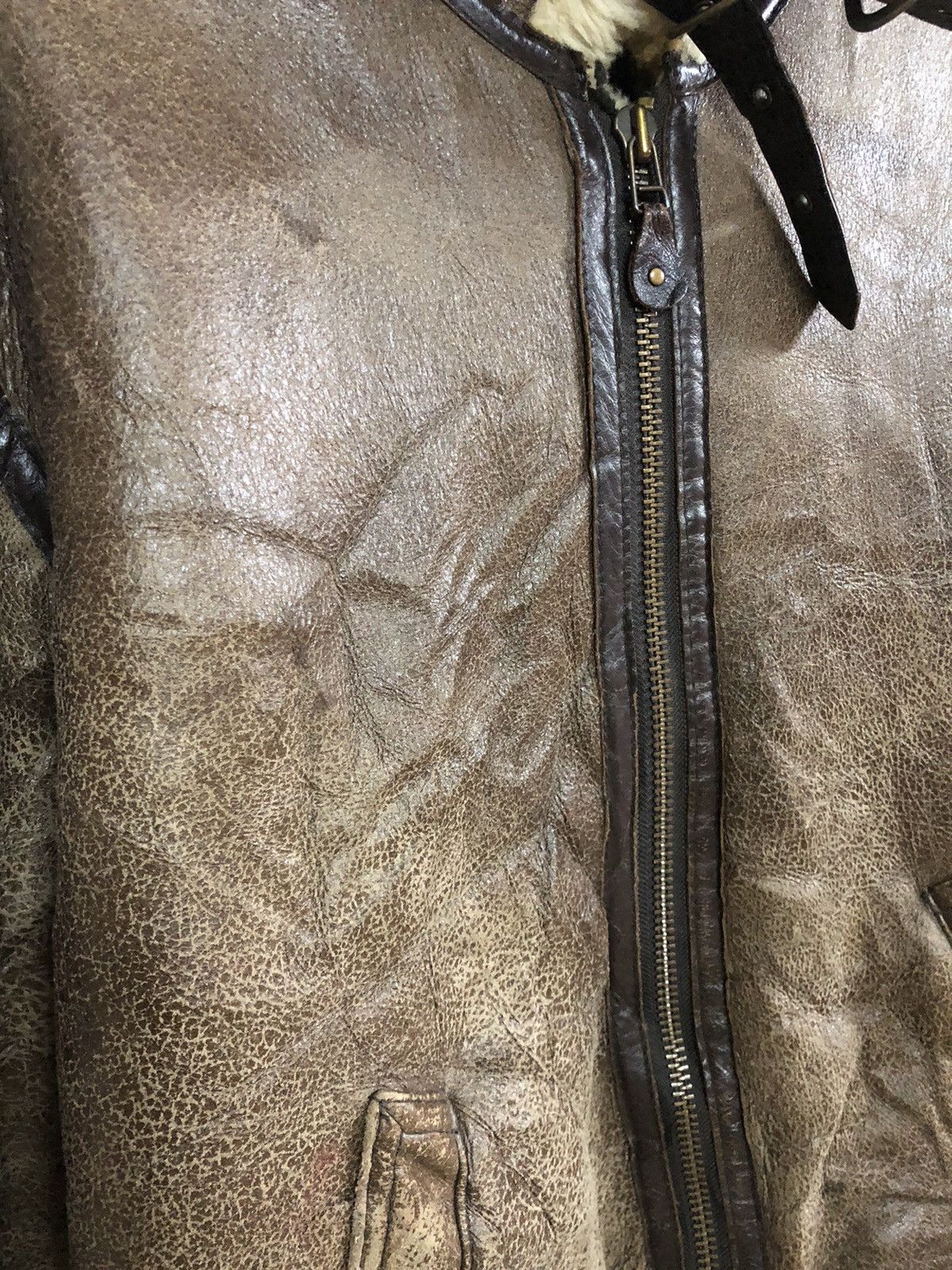 Japanese Brand Vintage Sherling B-3 80’s Reservations Jacket leather army Size US L / EU 52-54 / 3 - 4 Thumbnail
