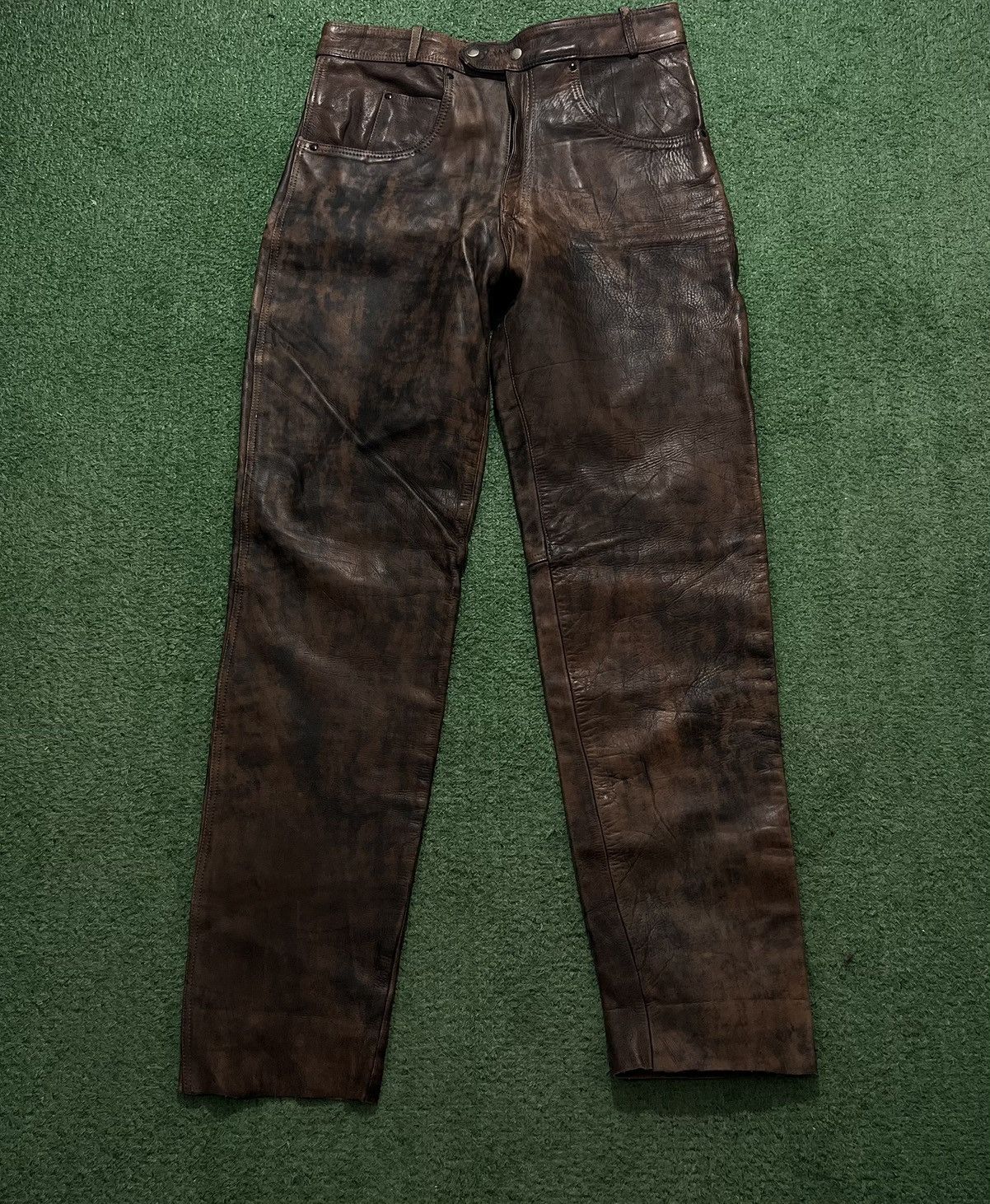 Vintage Vintage leather pants moto pants limited cowhide nubuku Size US 36 / EU 52 - 1 Thumbnail