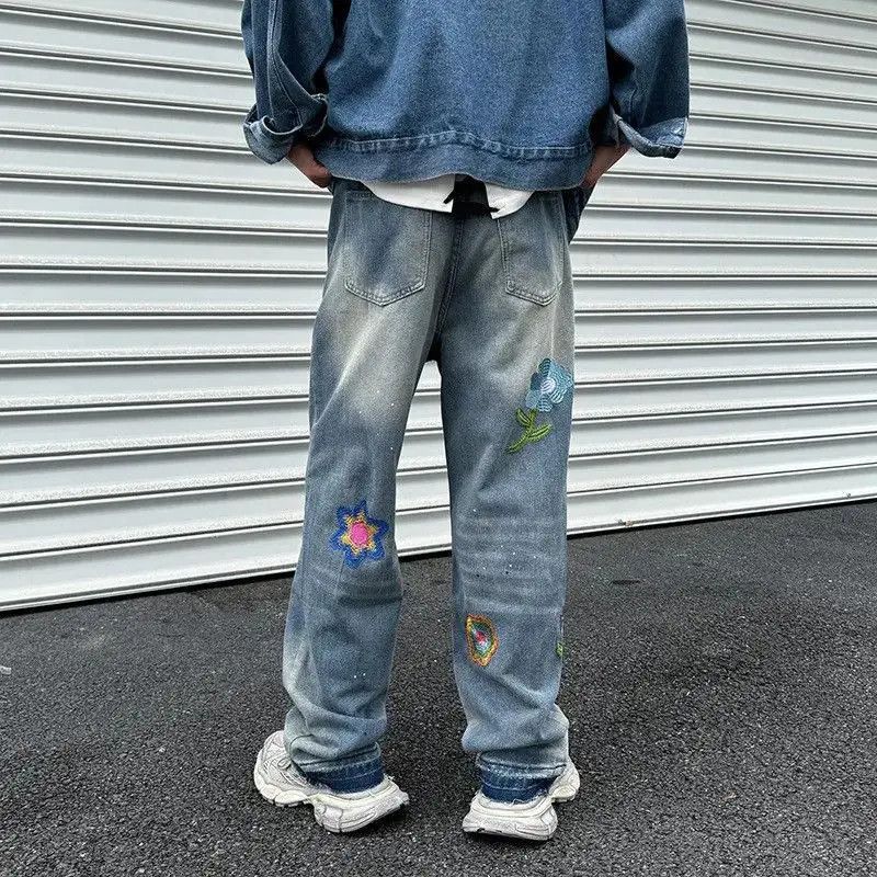 Japanese Brand Retro hip-hop fringed embroidered jeans Size US 32 / EU 48 - 2 Thumbnail