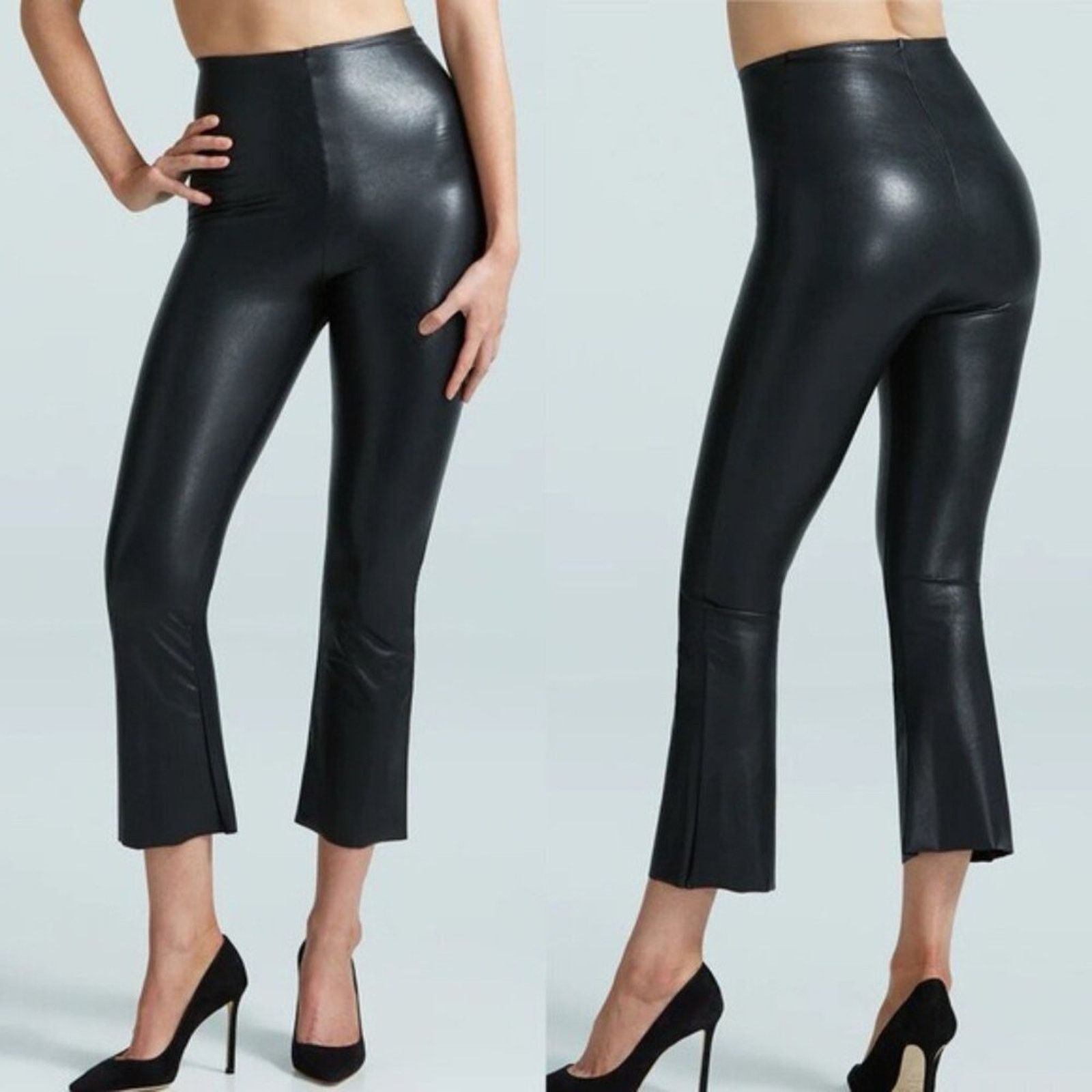 Commando Commando Faux Leather Crop Flare Pants M Black High Legging Size 26" / US 2 / IT 38 - 10 Thumbnail