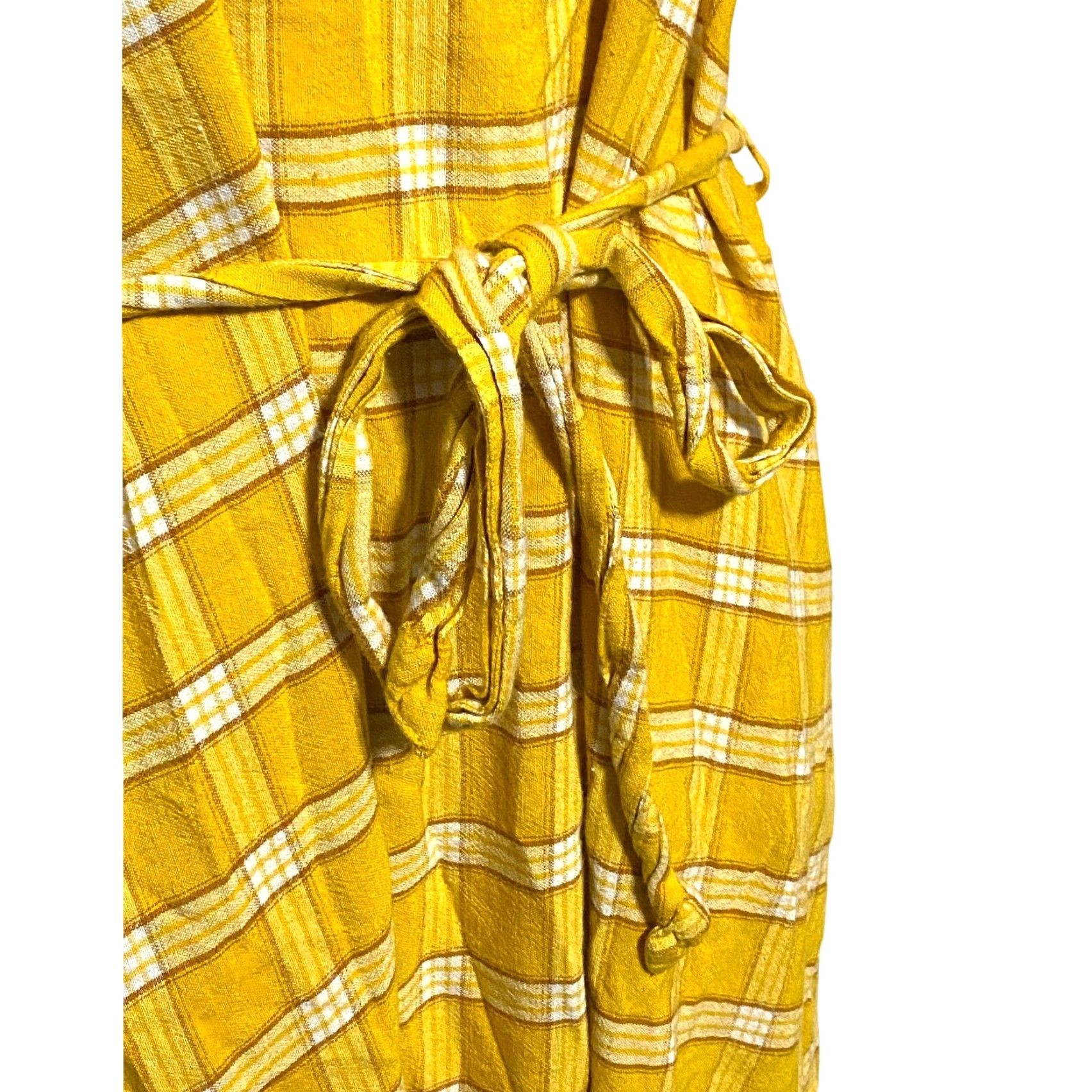 Old Navy Old Navy Yellow Plaid Cami Belted Dress M Women's Midi Sleeveless Sundress Spring Summer Casual Size M / US 6-8 / IT 42-44 - 2 Thumbnail